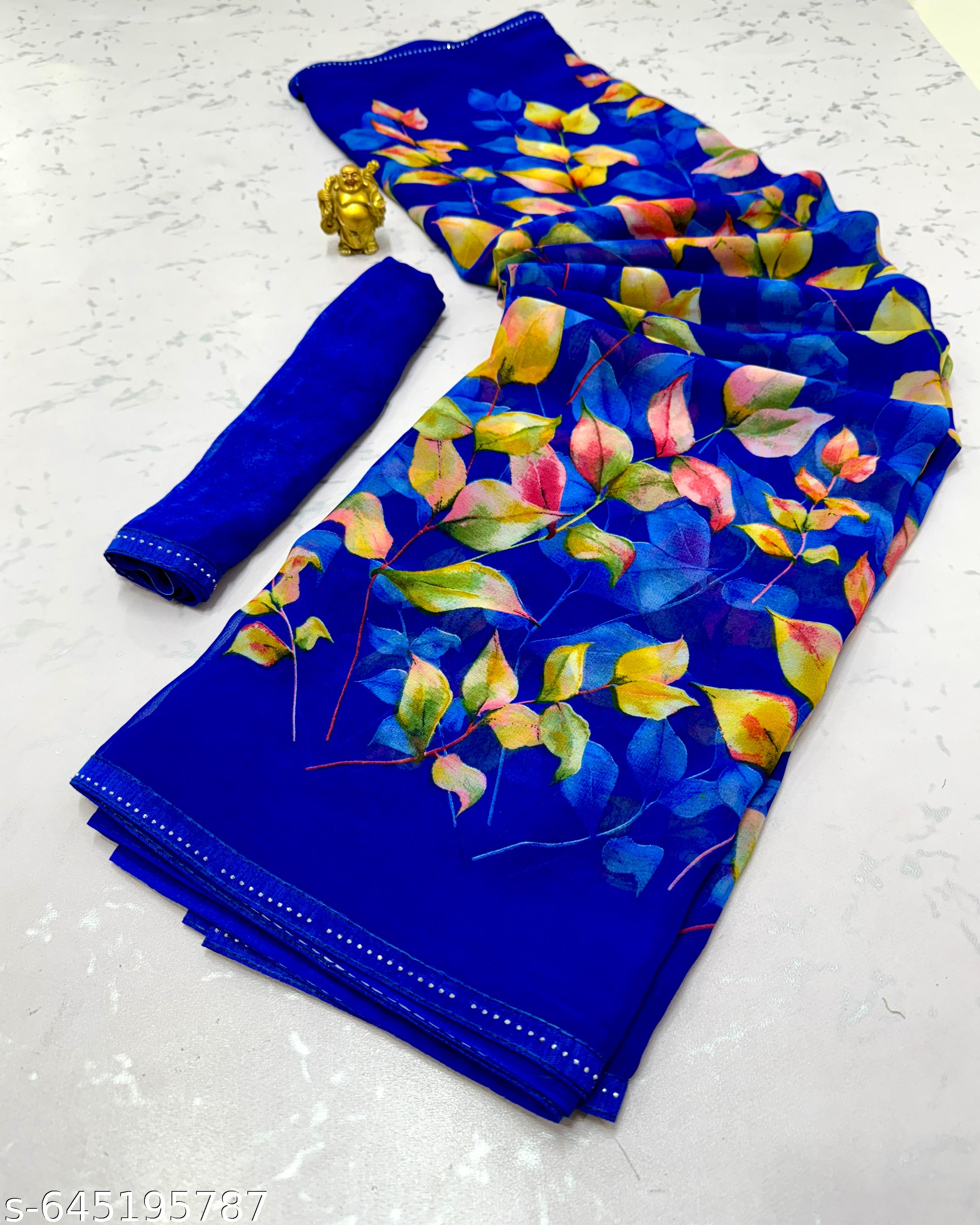 Weightless Printed Georgette Daily Wear Saree - Unixkart - View 4