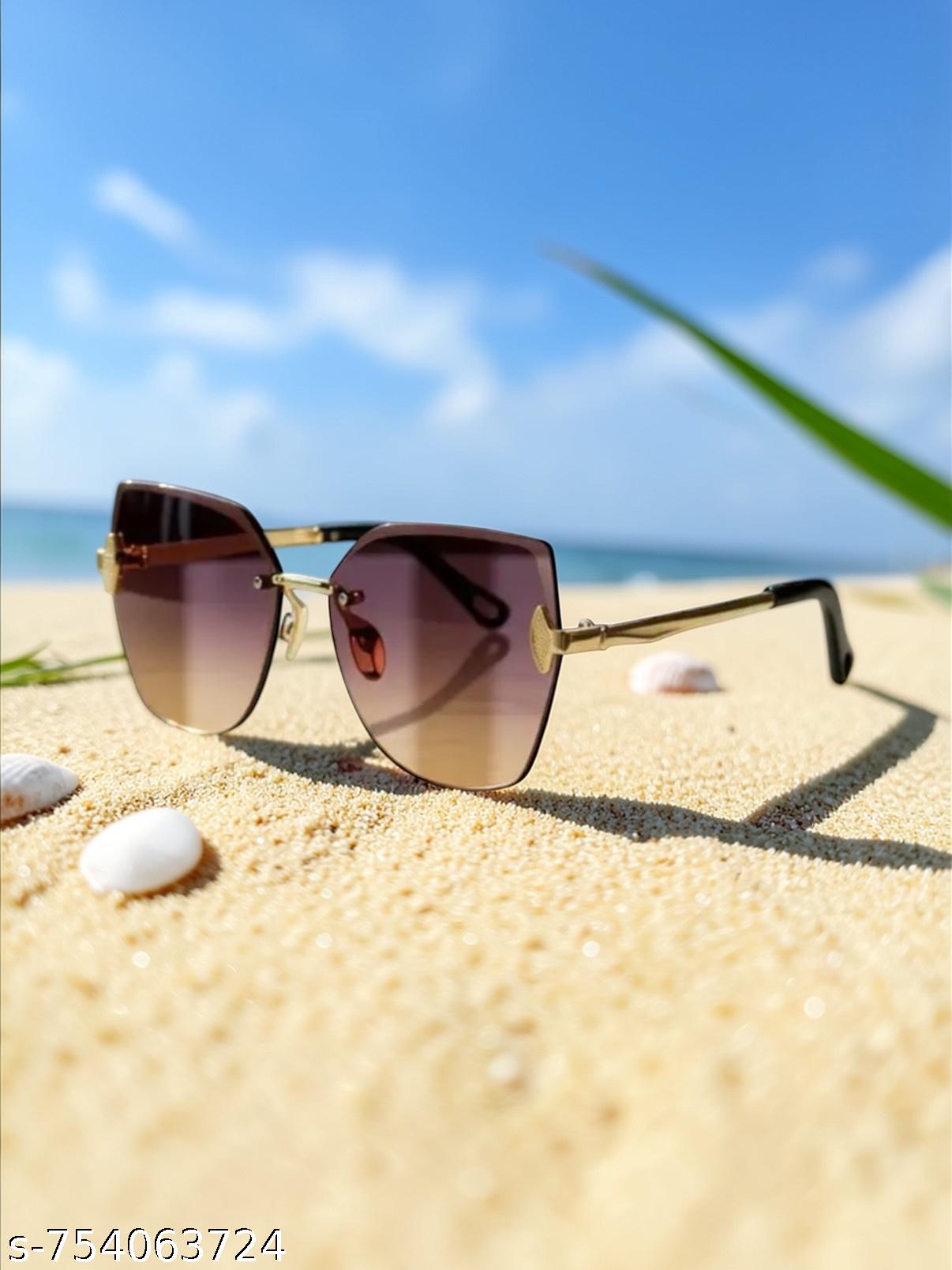 Rimless Oversized UV-Protected Sunglasses – Brown - image 4