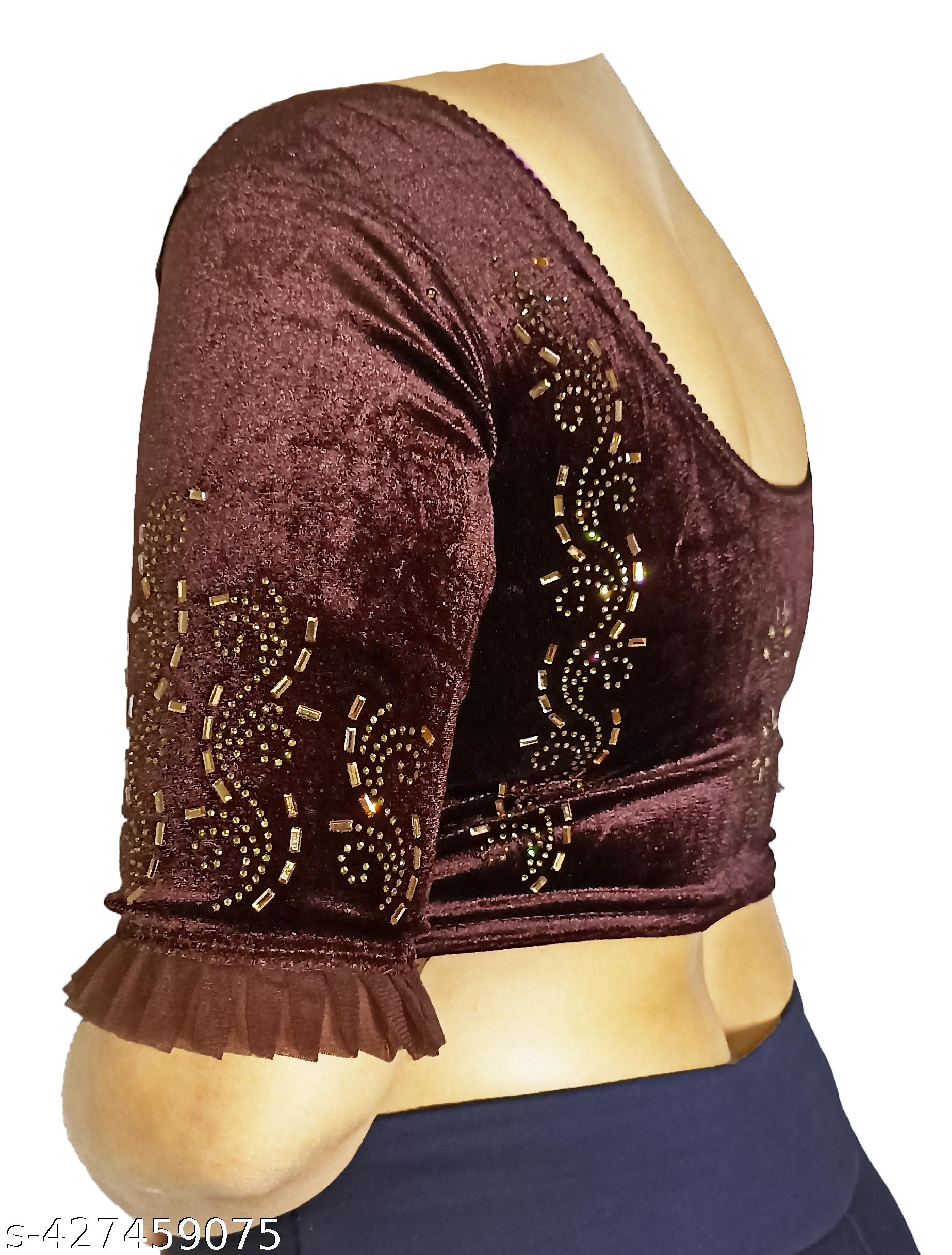 Latest Partywear Blouse Stylish New Designer Blouse Stone work Blouse Stretchable Velvet Blouse - Unixkart - View 4