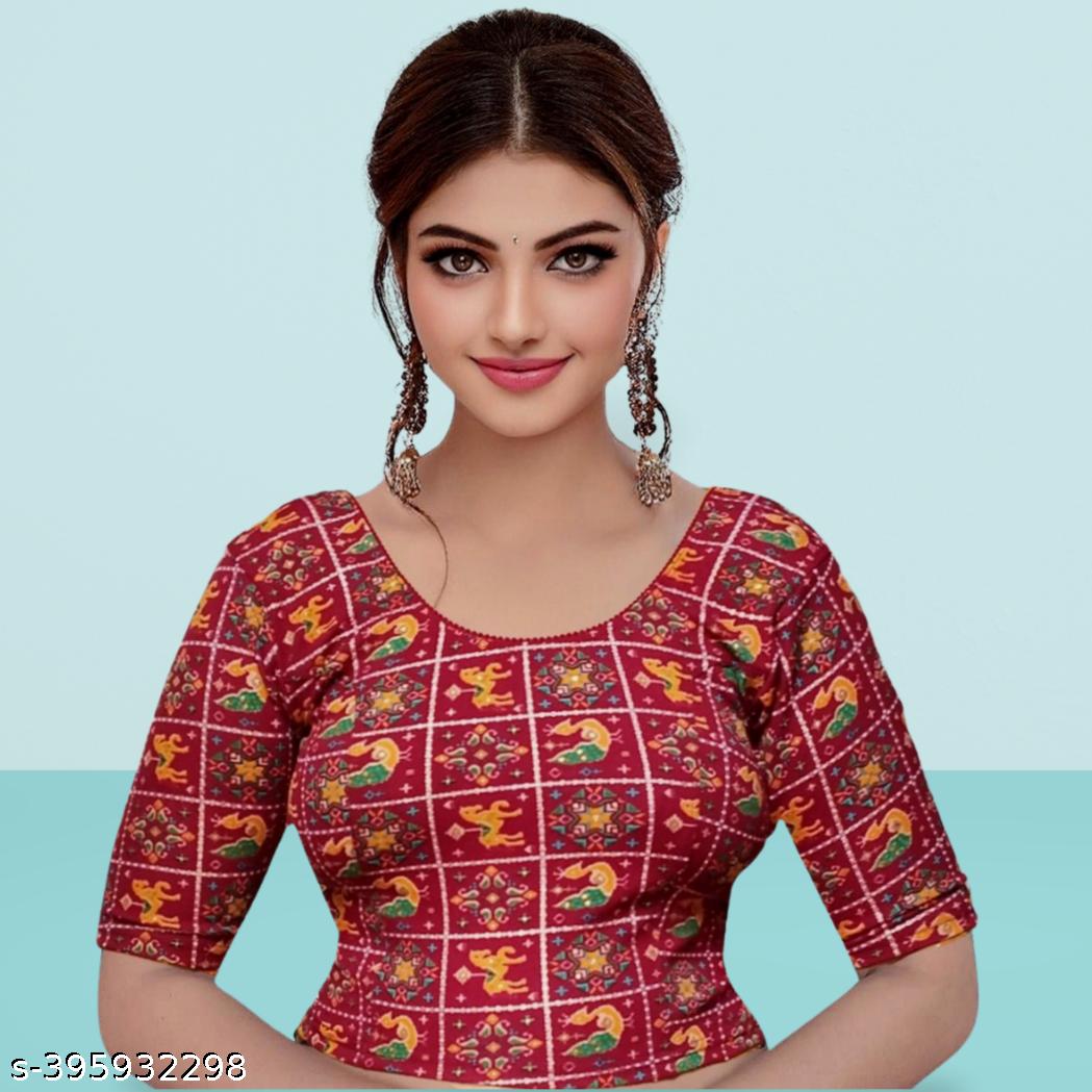 Partywear Printed Readymade Stretchable Festival Blouse For Women - Unixkart - View 4