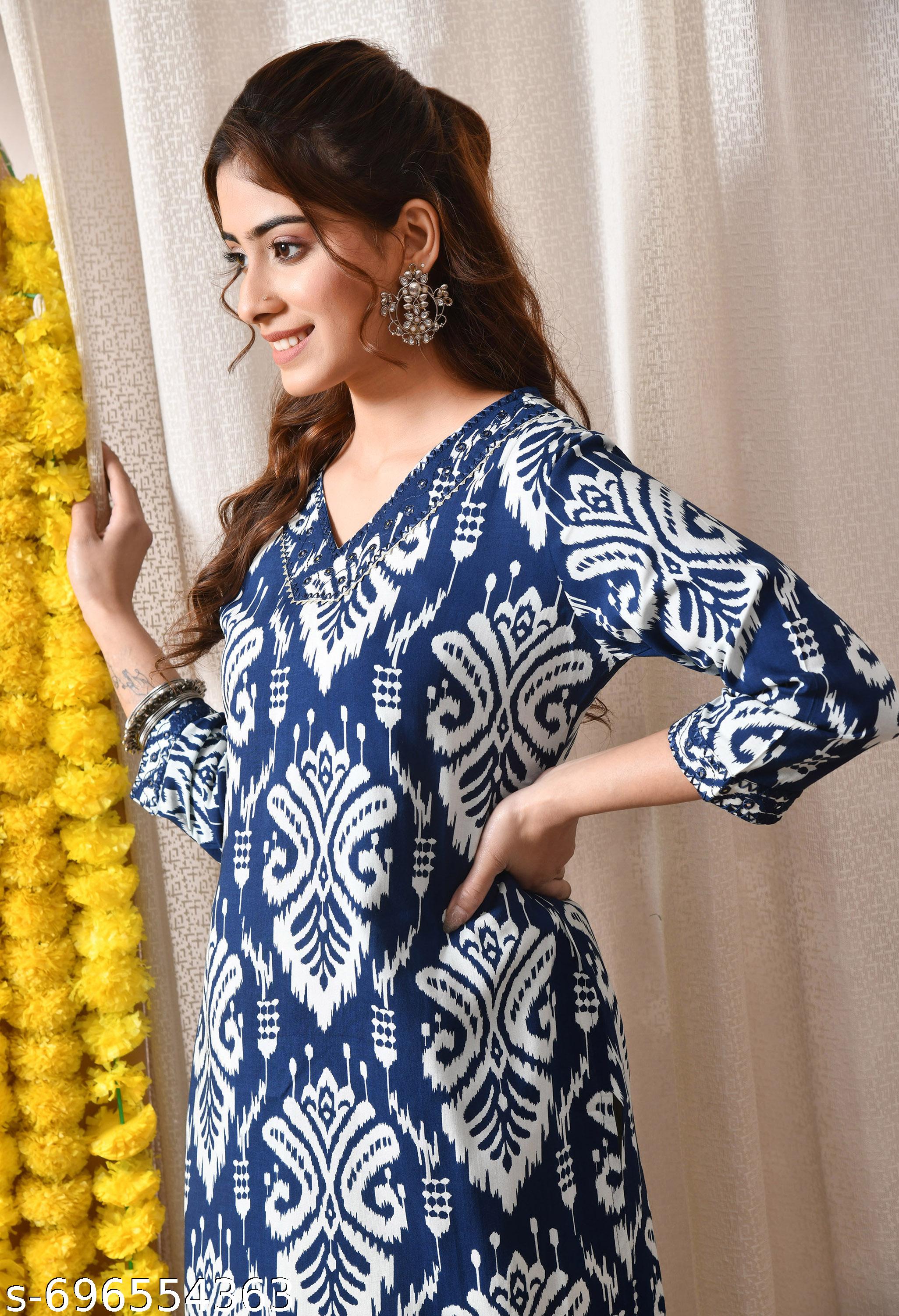 Emb Ikat Blue Yok Kurta - Image 4