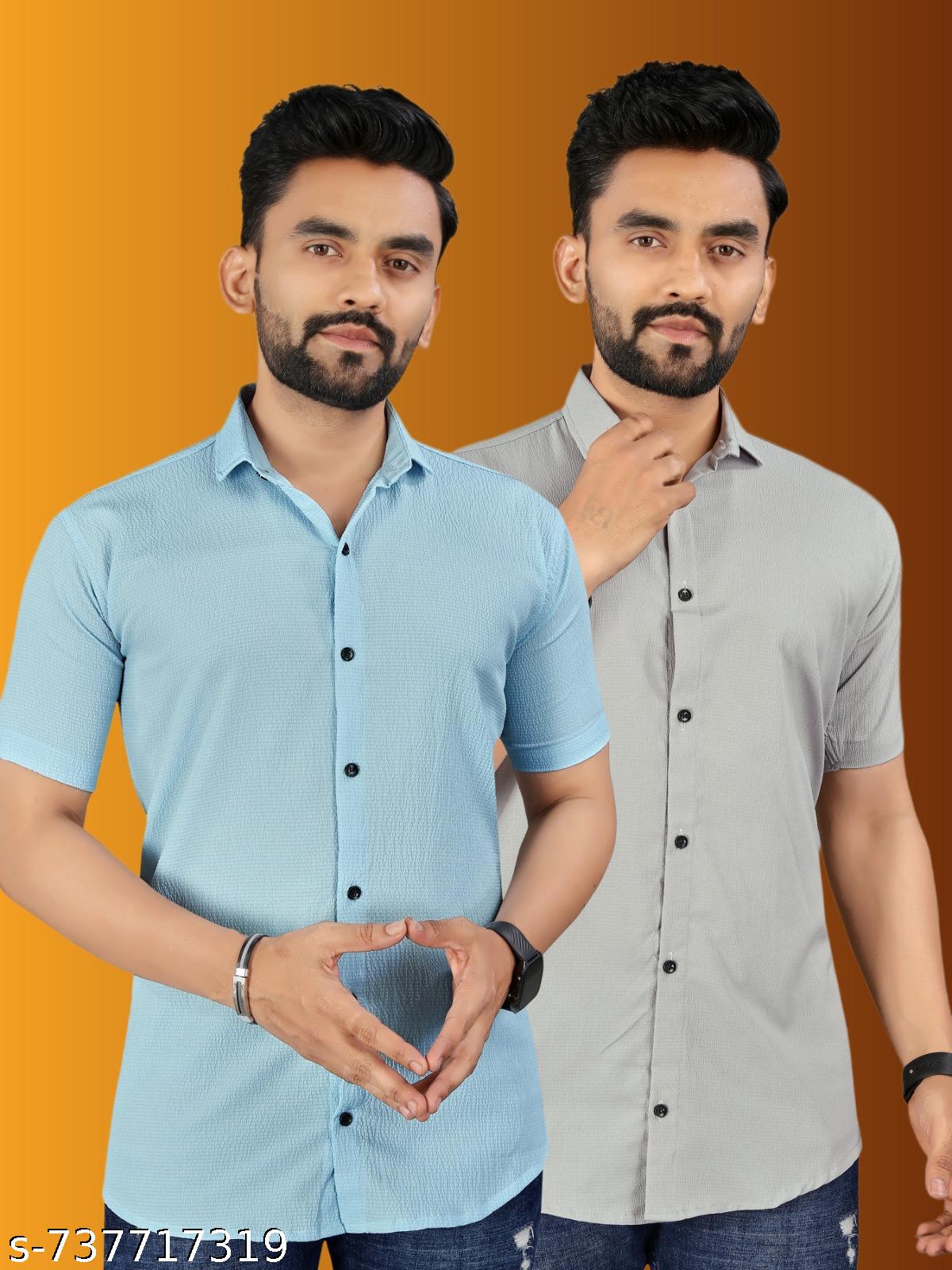 Men's Popcorn Half Sleeve Shirt Pack of 2 - Unixkart - View 4