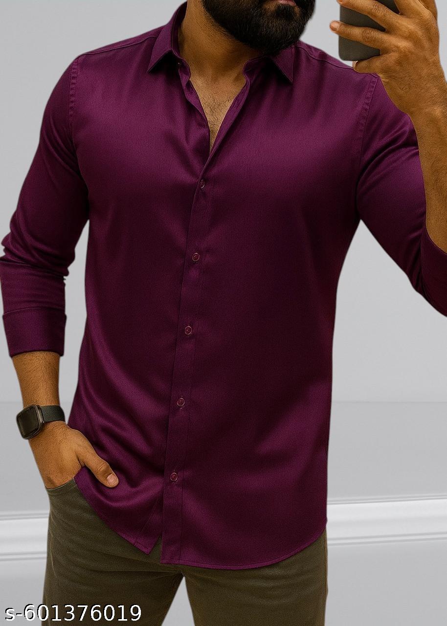 Men's Relaxed Fit Satin Cotton Mix Shirt - Unixkart - View 4