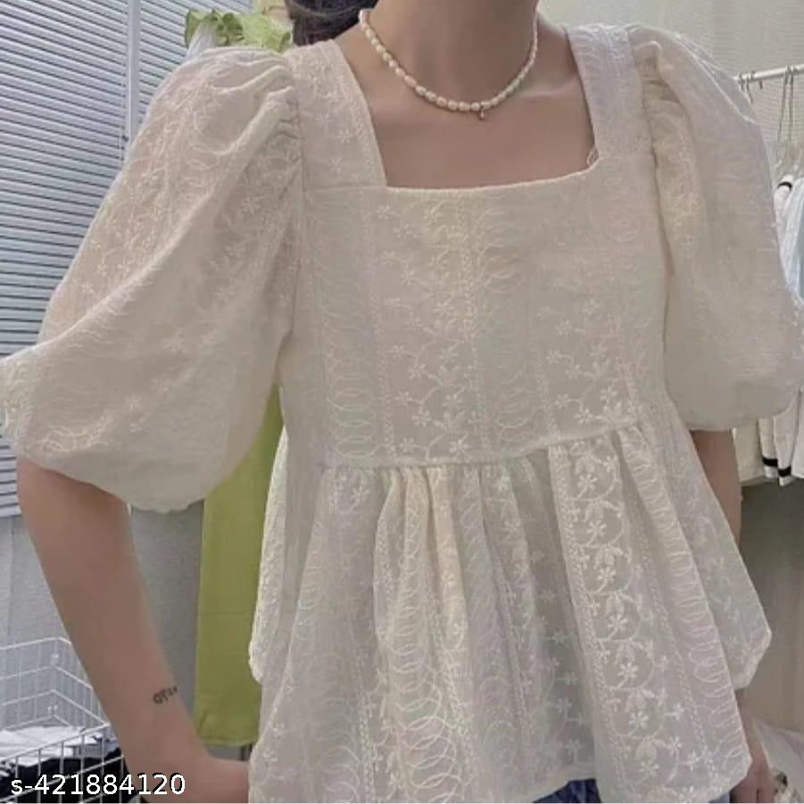 Women's White Chikankari Top - Unixkart - View 4