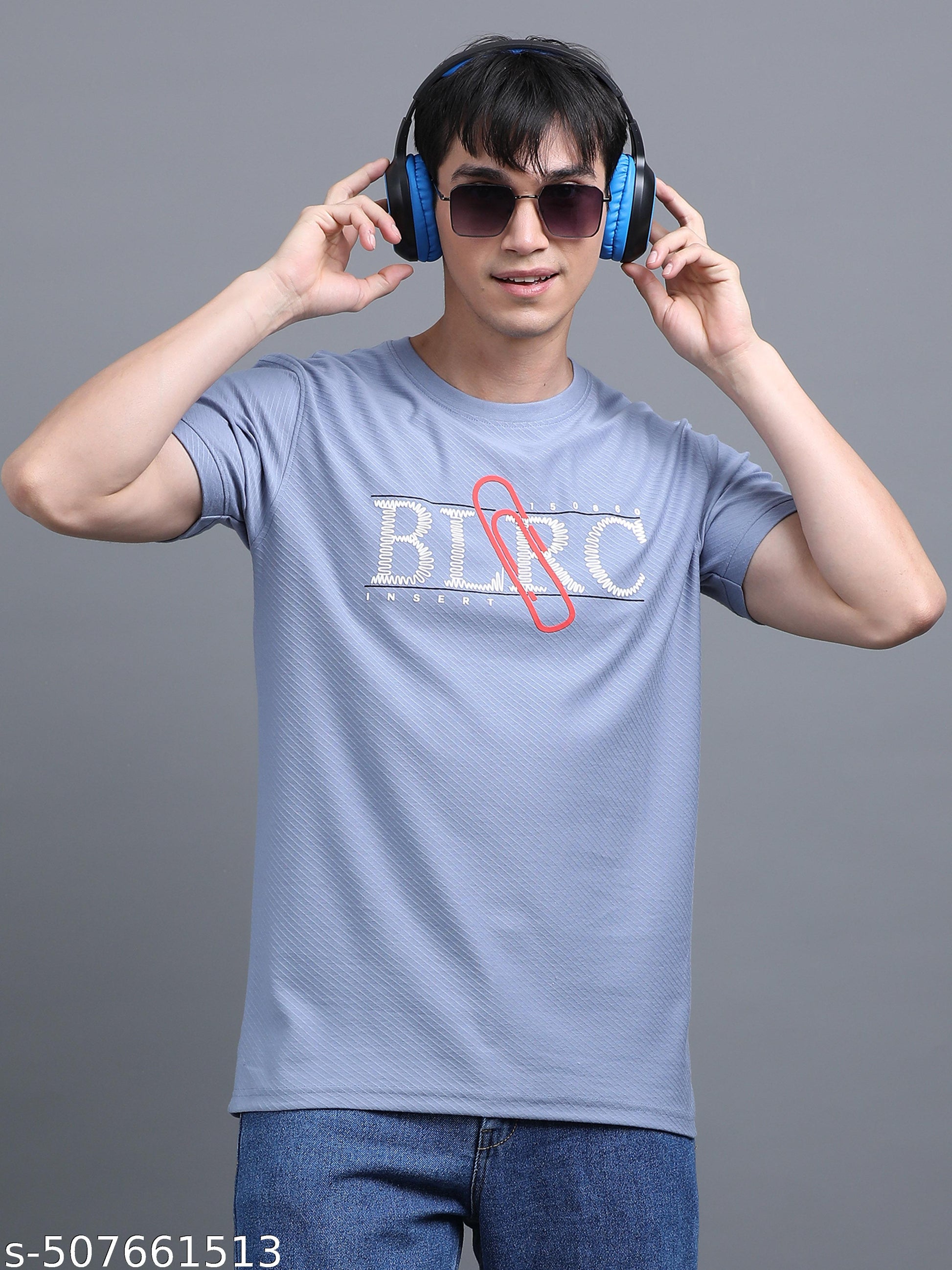 Mens Short sleeve Blue Men's Round Neck T-shirt - Image 4
