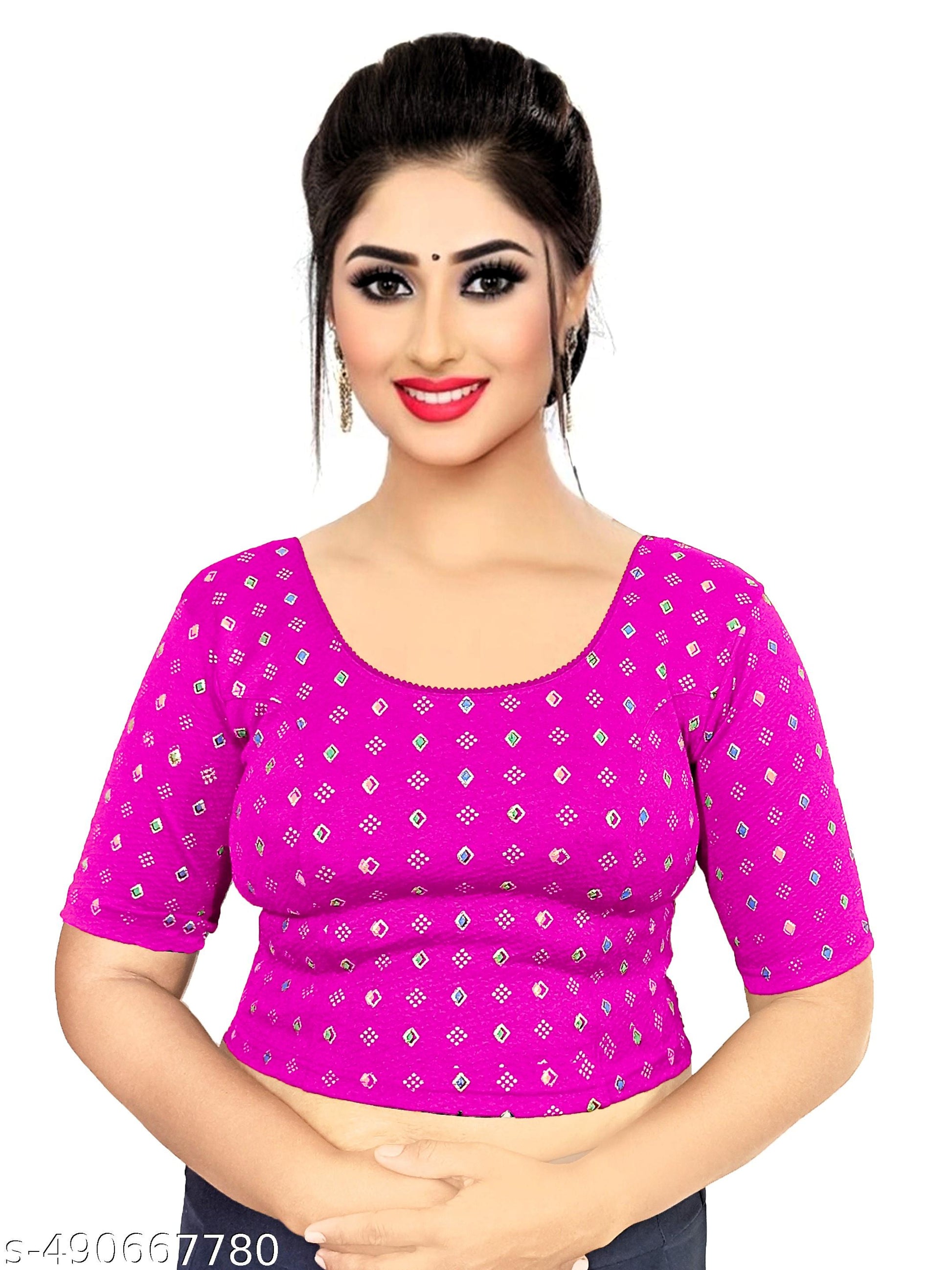 Trendy Blouse Design Printed Blouse Stylish Stretchable Lycra Blouse for Women Blouse under 200 - Unixkart - View 4