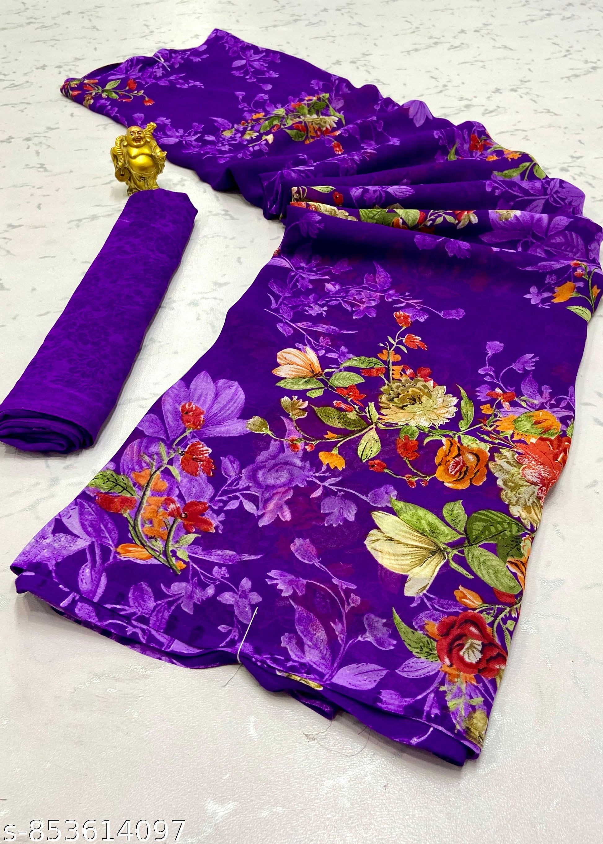 Daily Wear Weightless Printed Georgette Saree - Unixkart - View 4
