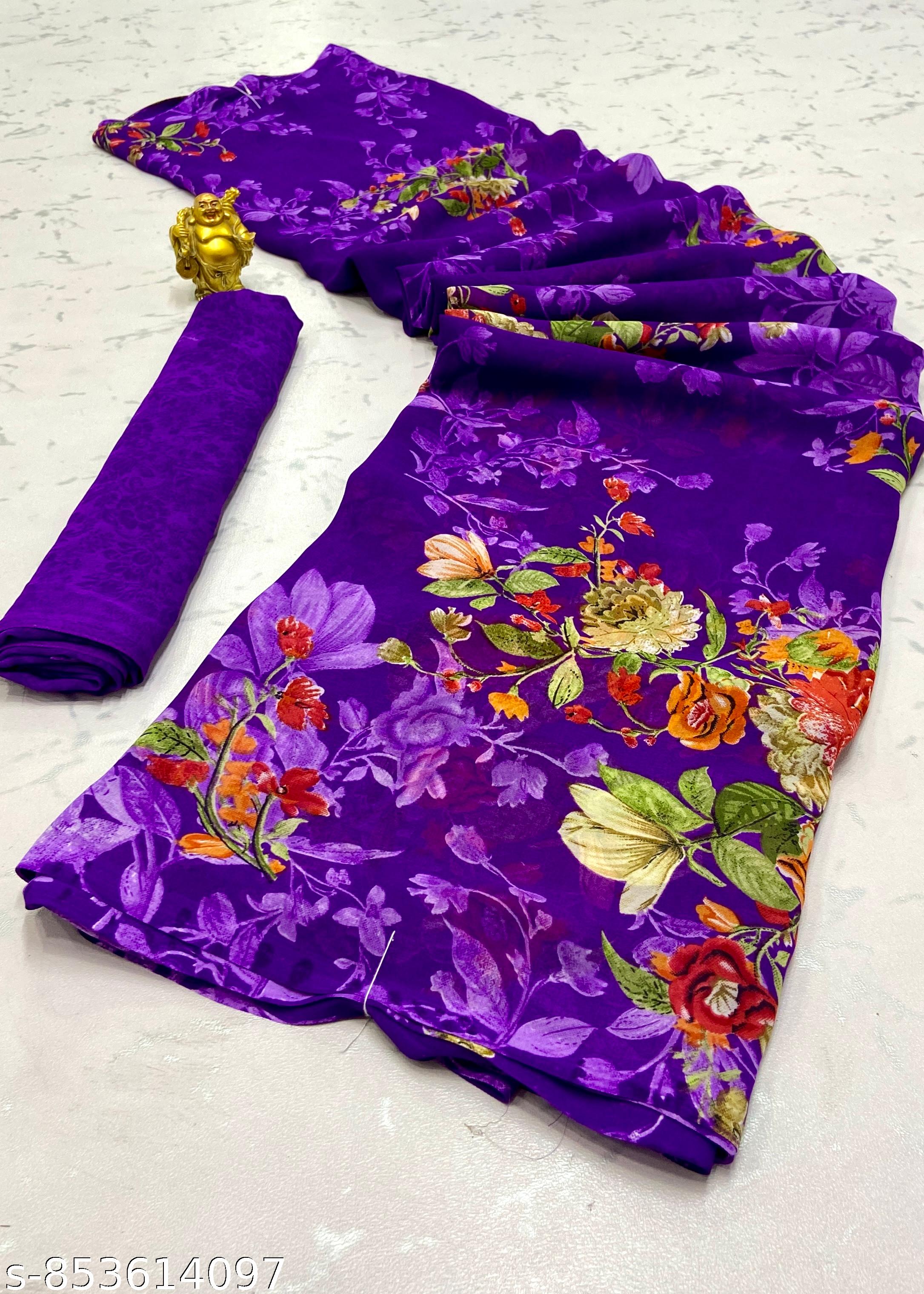 Daily Wear Weightless Printed Georgette Saree - Unixkart - View 4