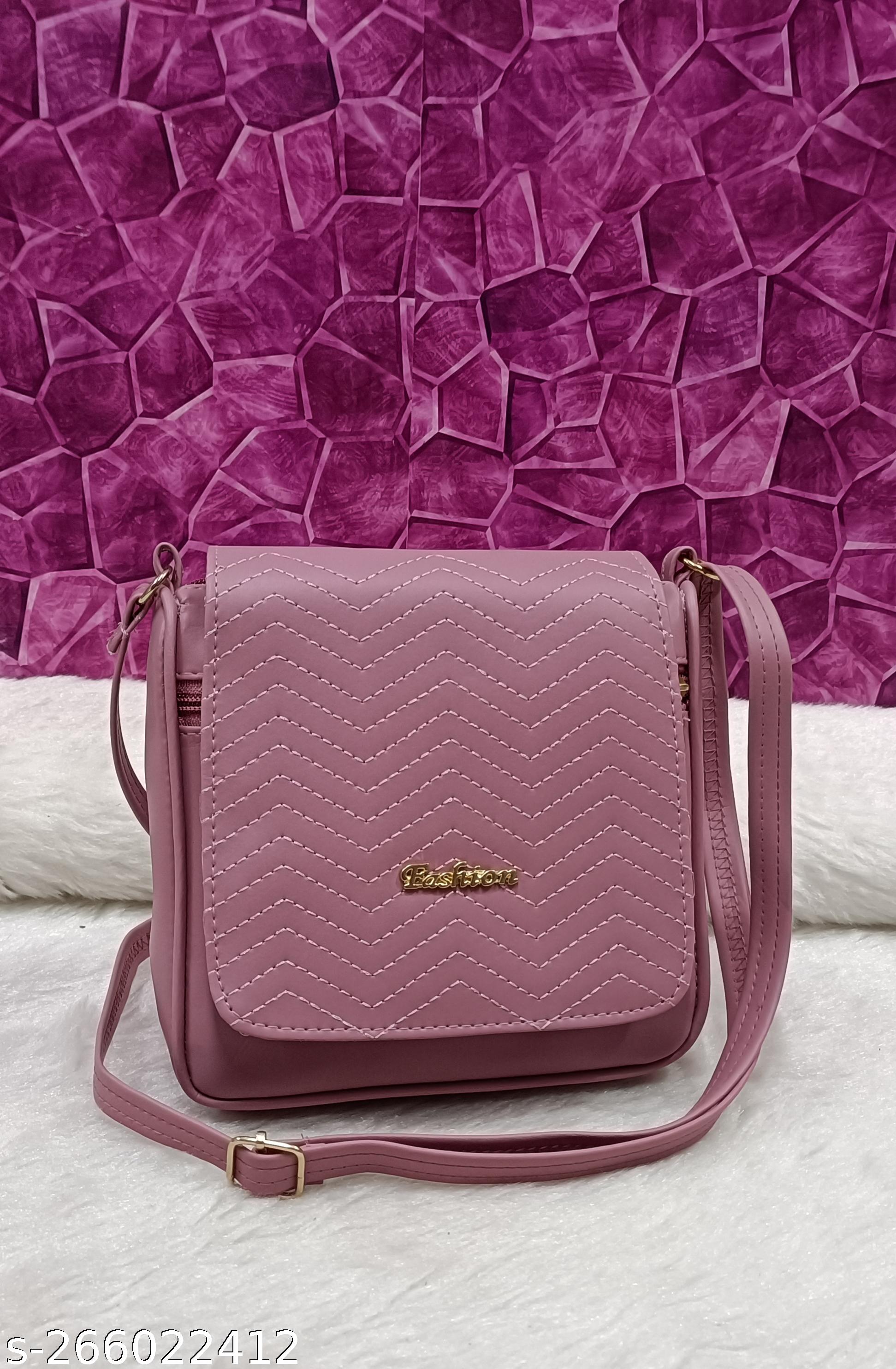 Attractive trendy women Pink PU sling bags/Premium PU leather sling bags for women/Small Sling bags/party wear and wedding bag for women - Unixkart - View 4