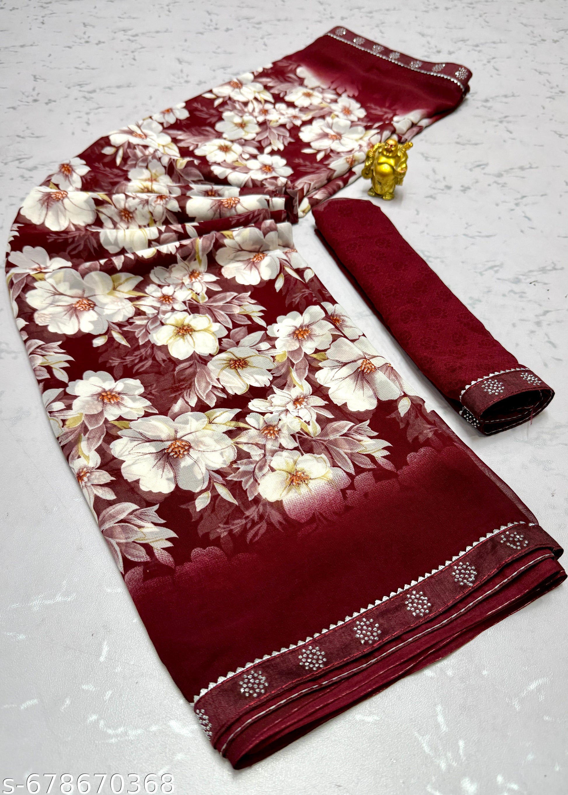 Maroon Premium Designer Georgette Saree - Unixkart - View 4