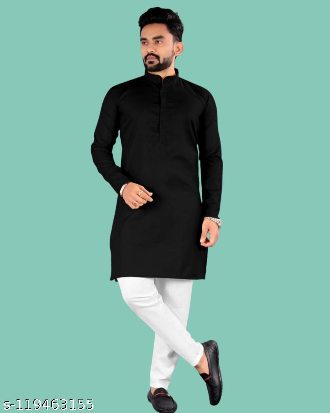 Men's Long Cotton Kurta - Unixkart - View 4