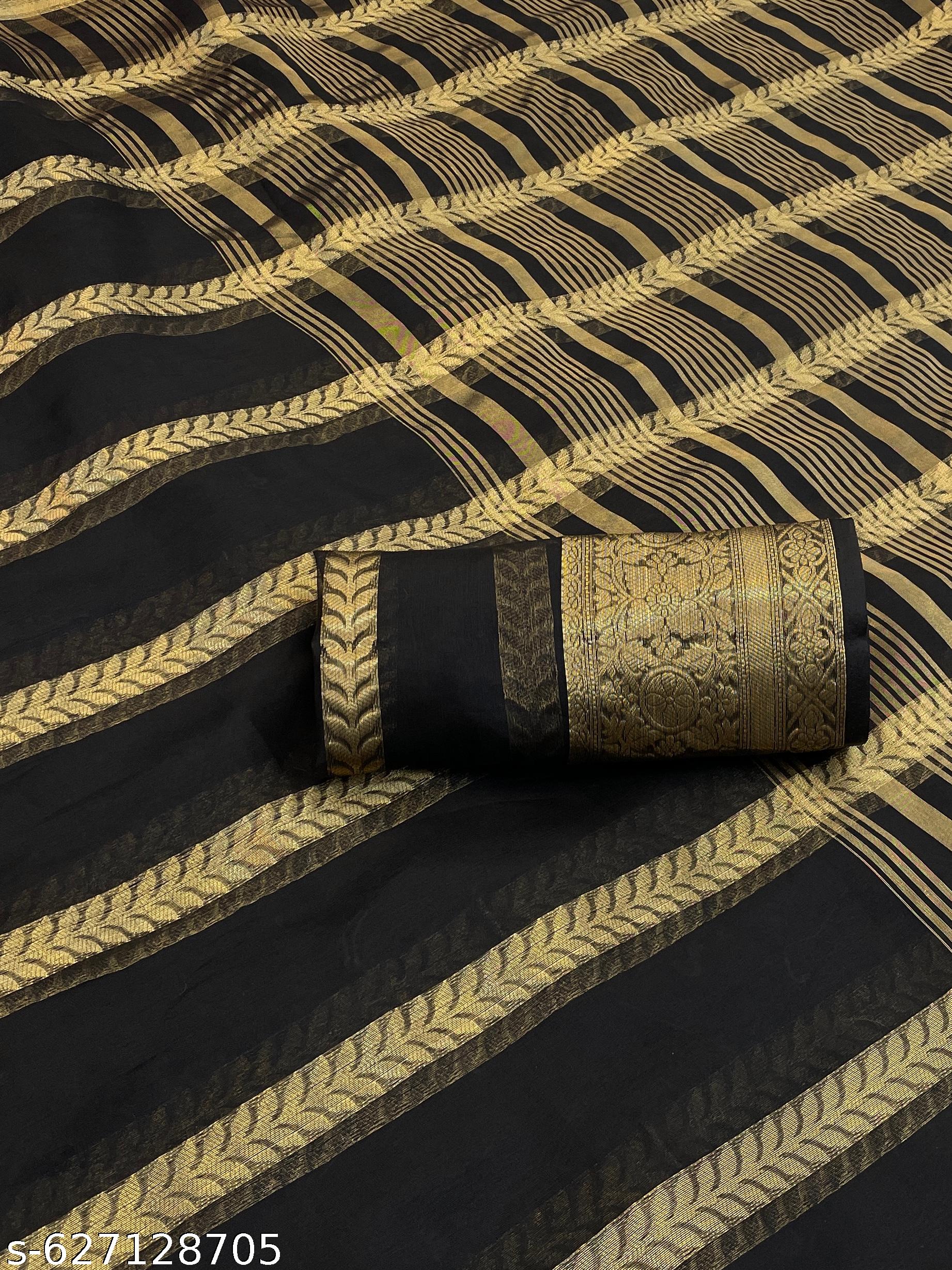 Black Pure Silk Woven Designer Saree - Unixkart - View 4