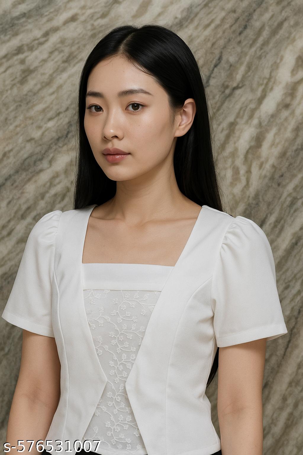 Women's White Lace Top - Unixkart - View 4