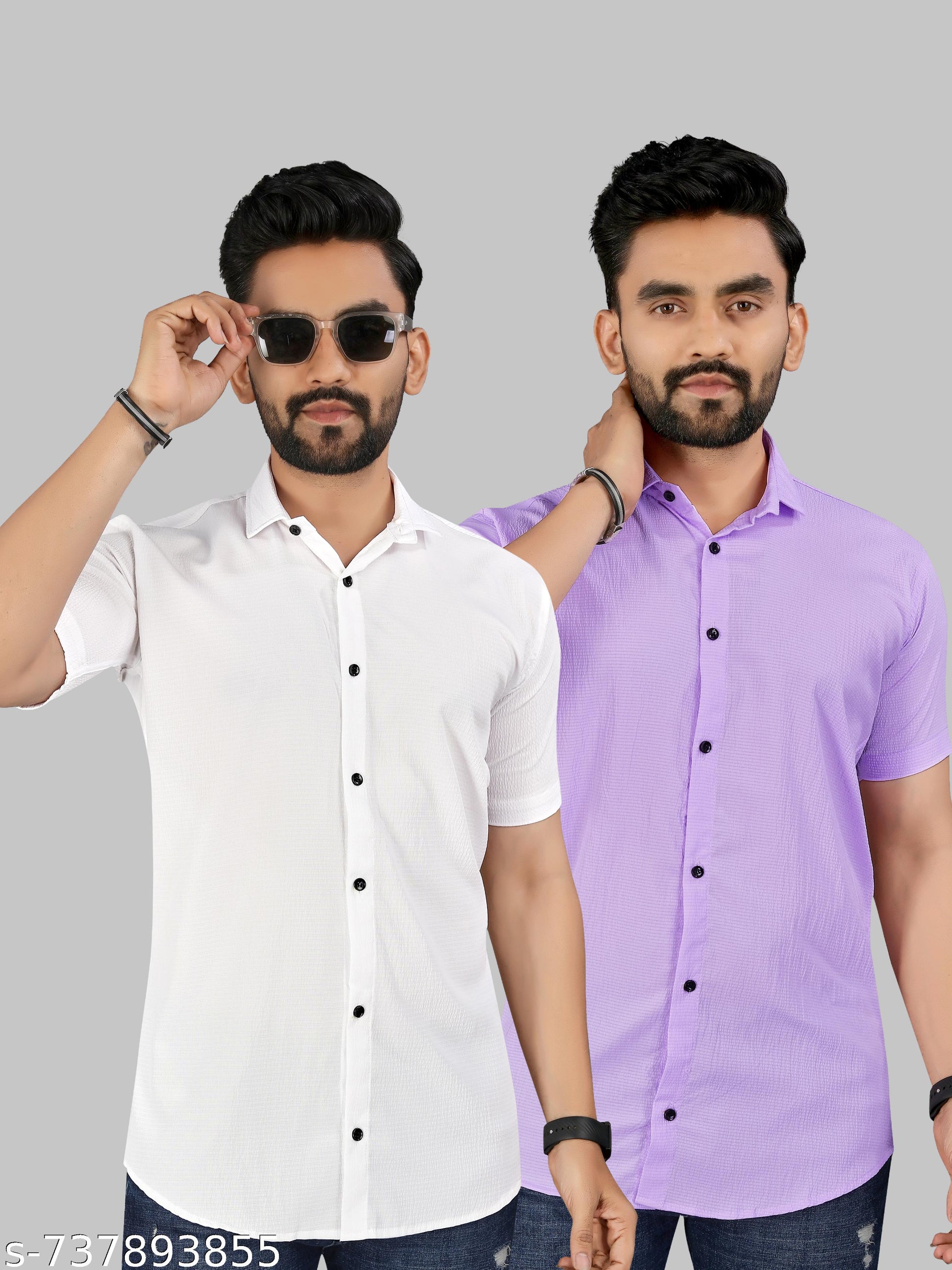 Men's Popcorn Half Sleeve Shirt Pack of 2 - Unixkart - View 4