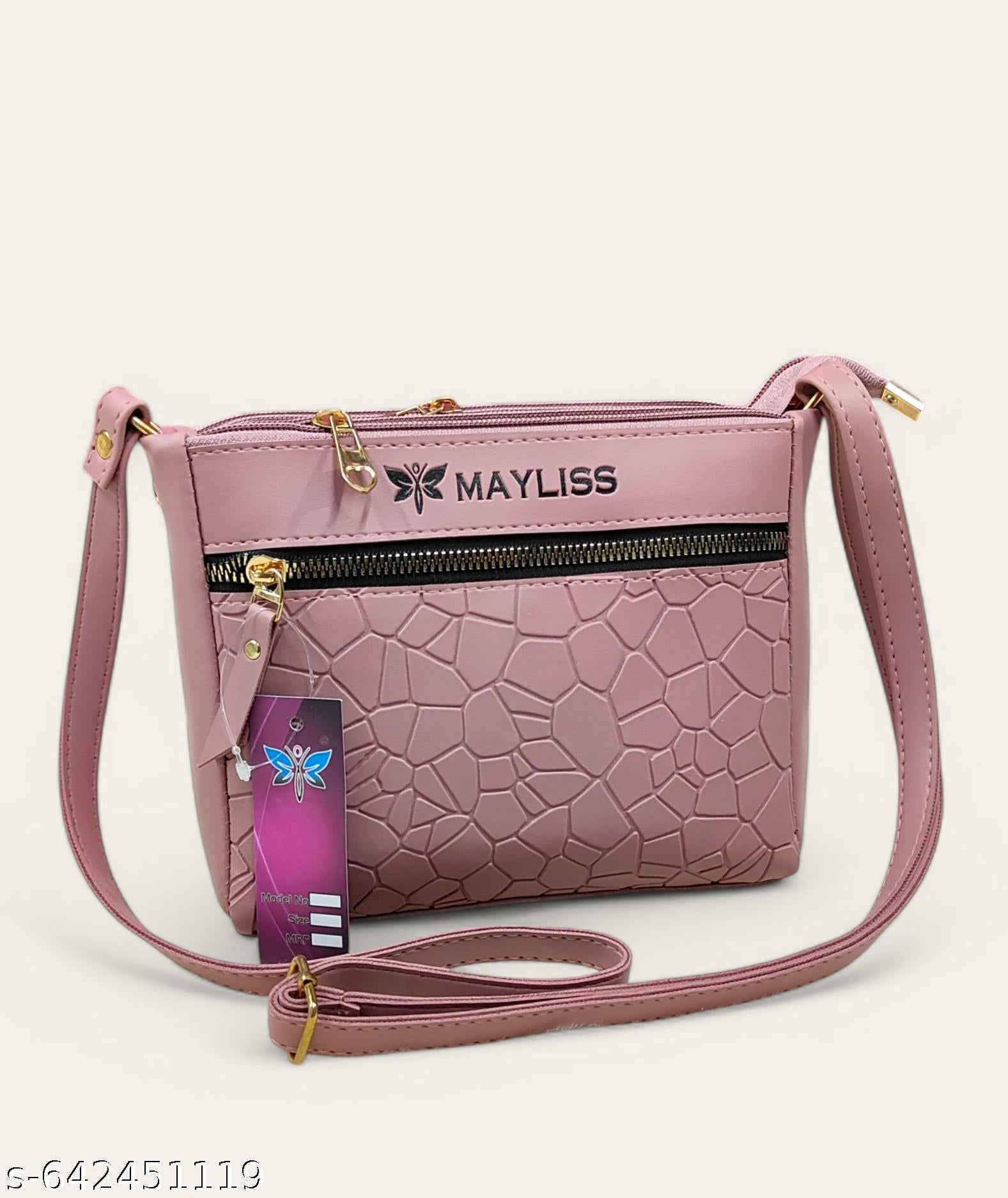 New stylish women pink PU sling bags/Small Sling bags/Premium PU leather sling bags/Full handwork bag/party wear and wedding bag/sling bag for women - Unixkart - View 4