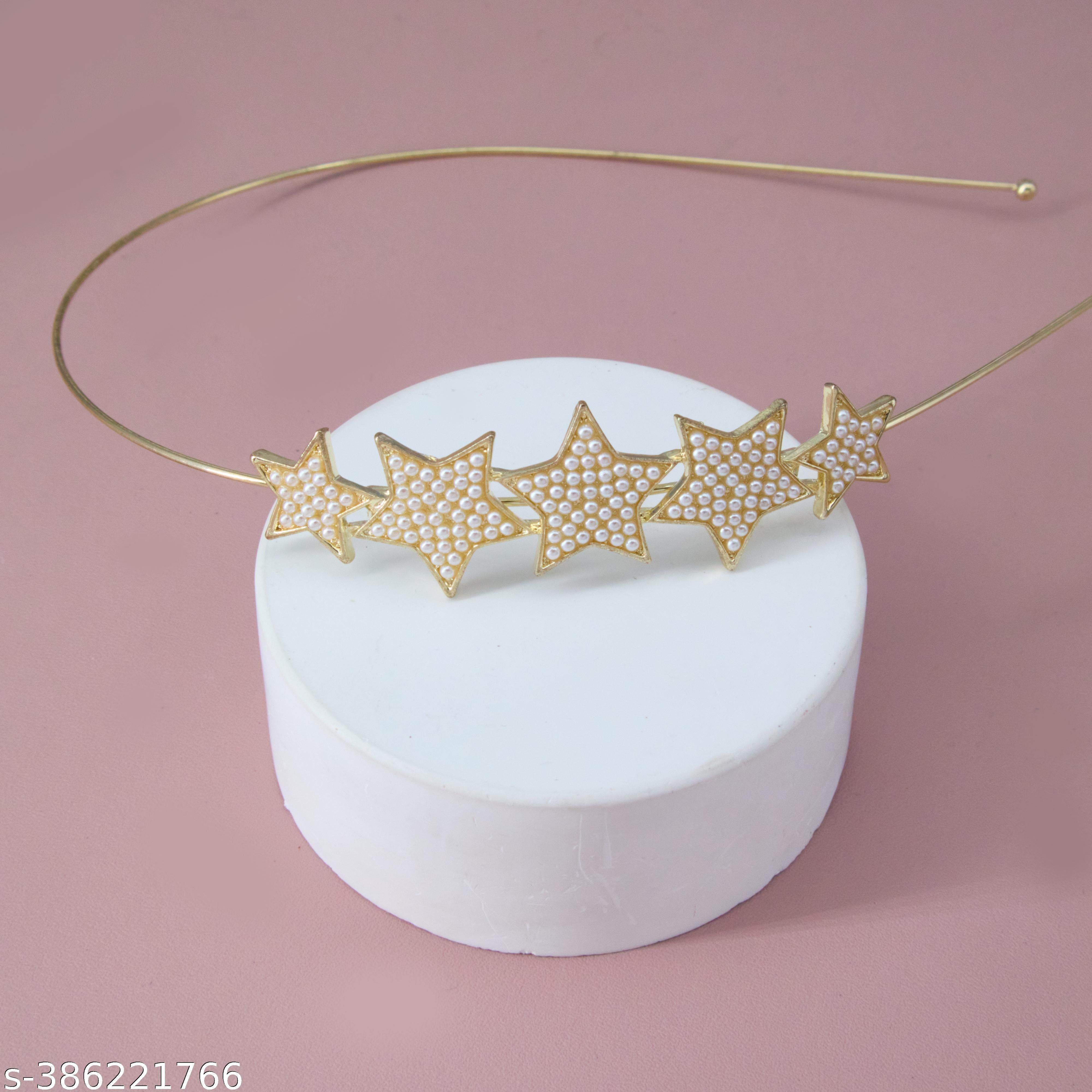 Golden Star Shape Pearl Hairband for Girls and Women - Unixkart - View 4