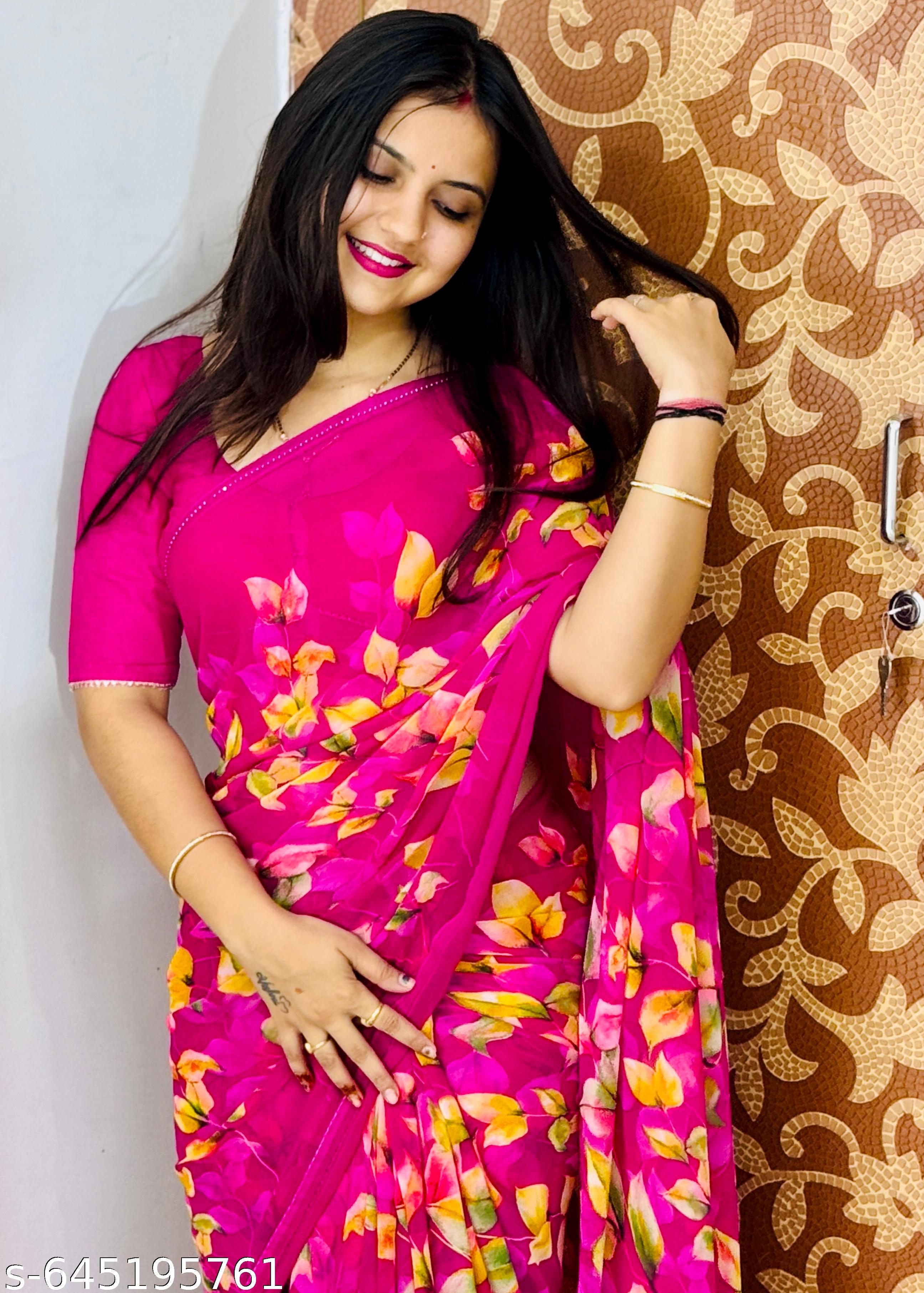 Weightless Printed Georgette Daily Wear Saree - Unixkart - View 4