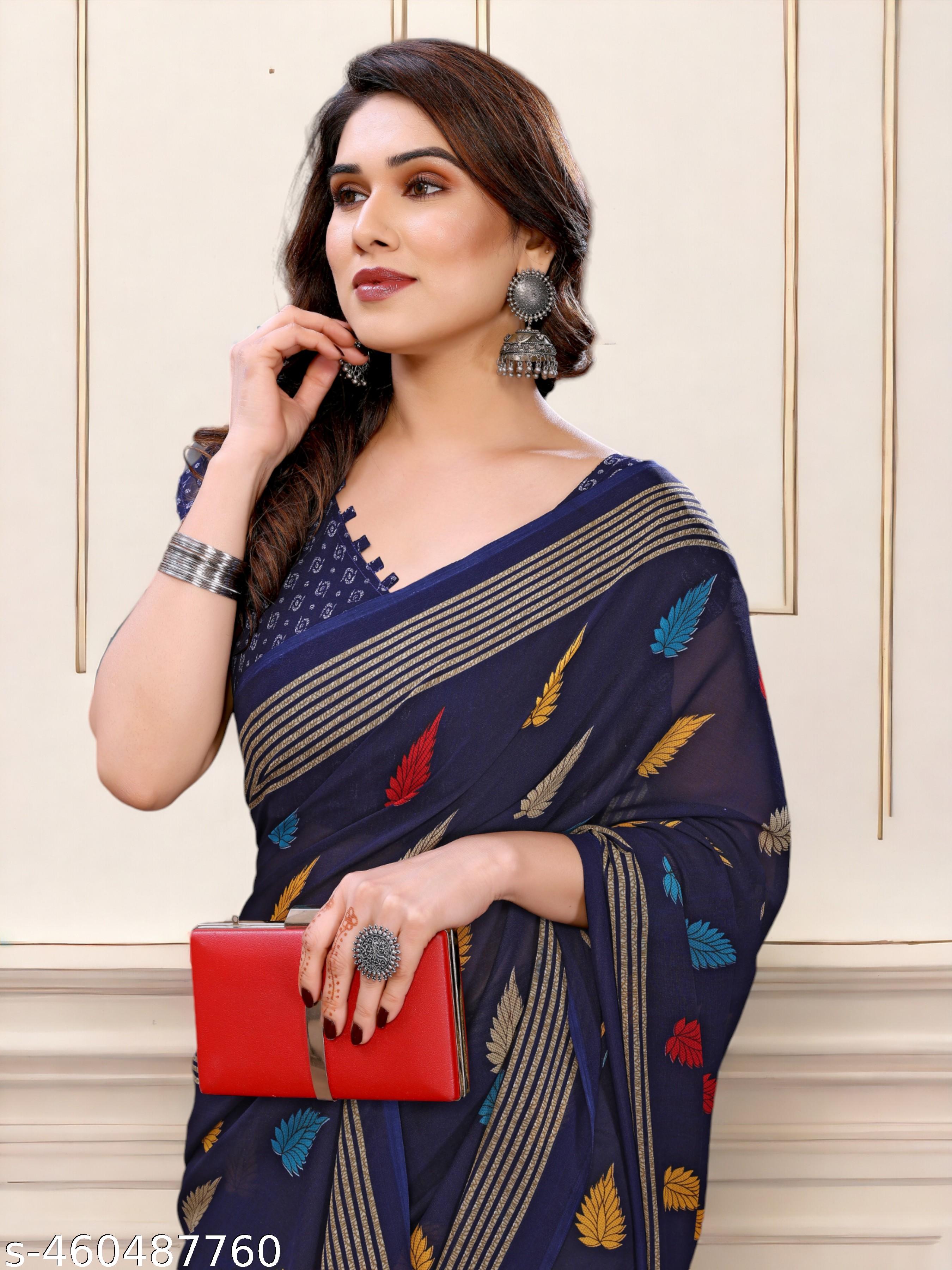 Women's Bollywood Daily Wear Floral Printed Georgettete Saree - Unixkart