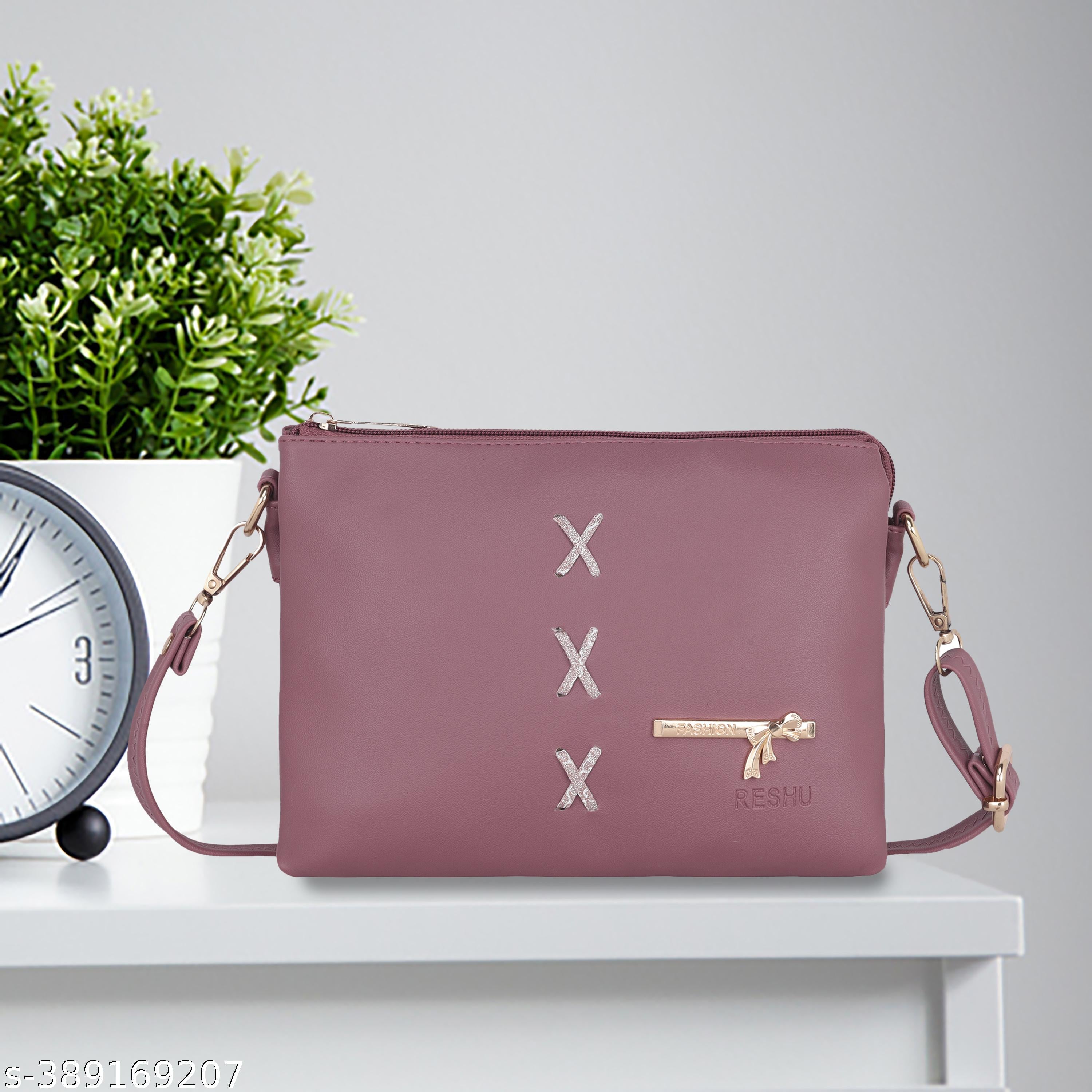 5 pocket DUAL-ZIPPER premium handmade vegan leather sling bag for women - Unixkart - View 4