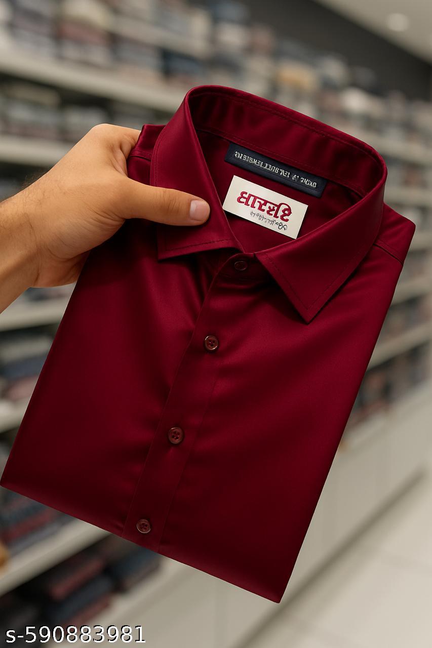 Men's Relaxed Fit Satin Cotton Mix Shirt - Unixkart - View 4