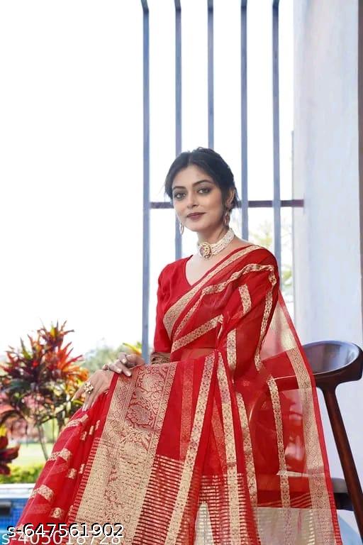 Organza Multicolour 3D Fancy Saree - Unixkart - View 4