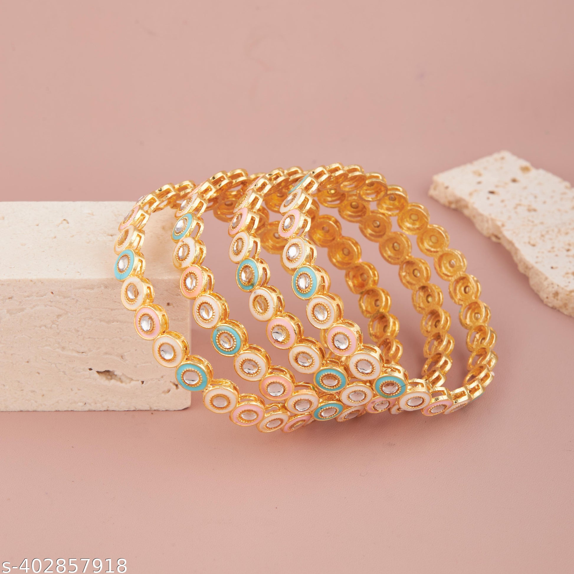 Pink Mint Bangles,Fashion, Accessories, 4 pieces Bangles for Girls And Women - Unixkart - View 4