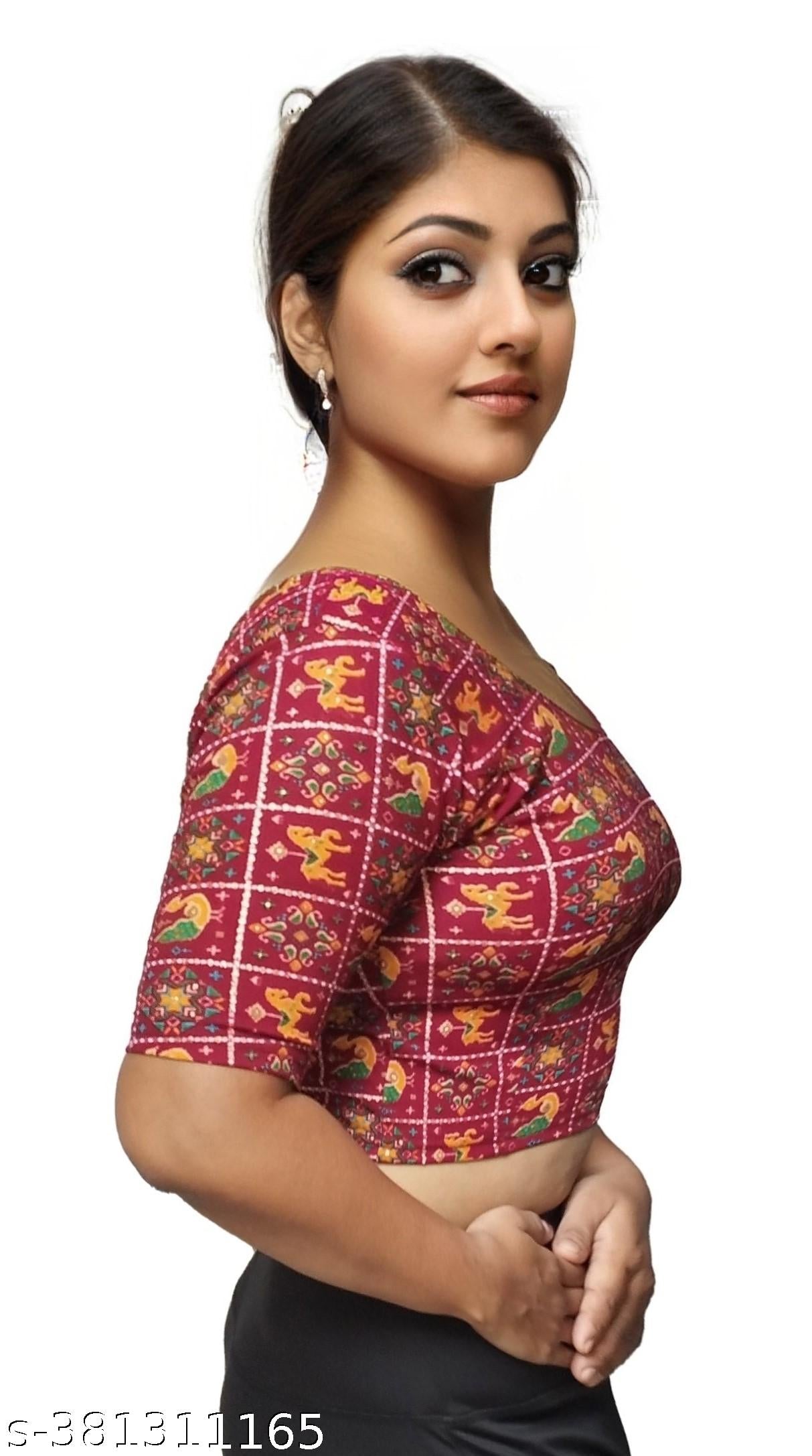 Premium Partywear Blouse with Latest Foil Print Design New Collection 2024 - Unixkart - View 4