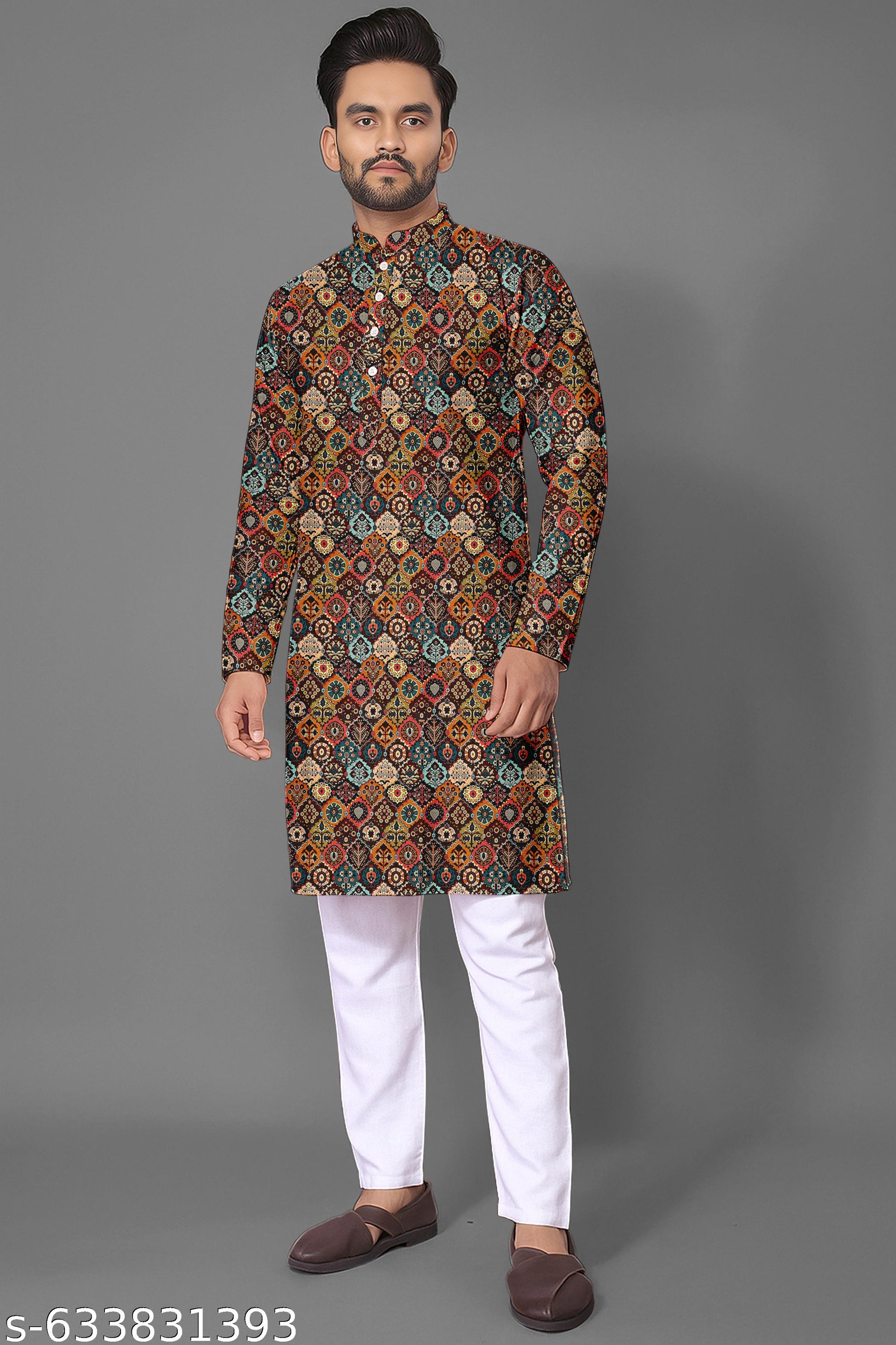 Men's Printed Festival Kurta - Unixkart - View 4