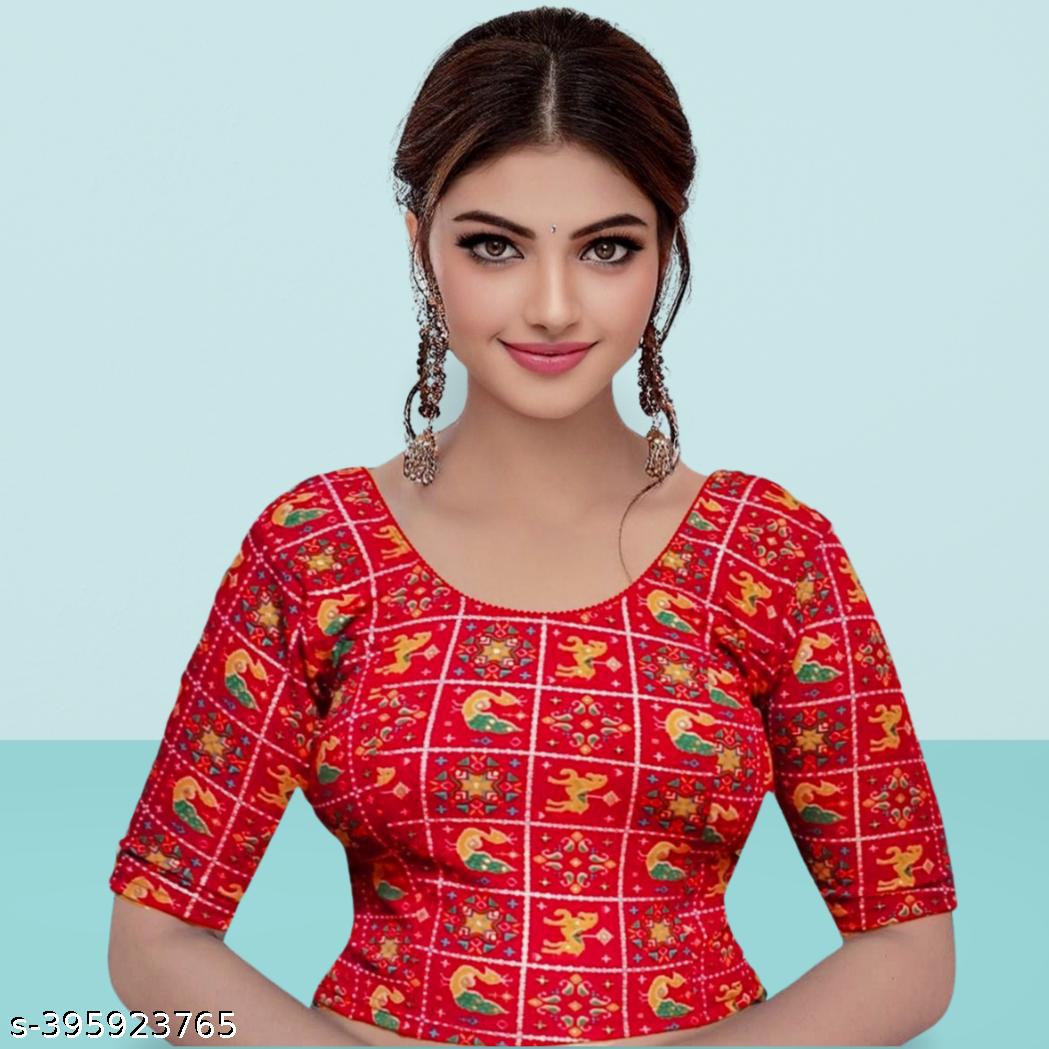 Printed Readymade Stretchable Partywear Festival Blouse For Women - Unixkart - View 4