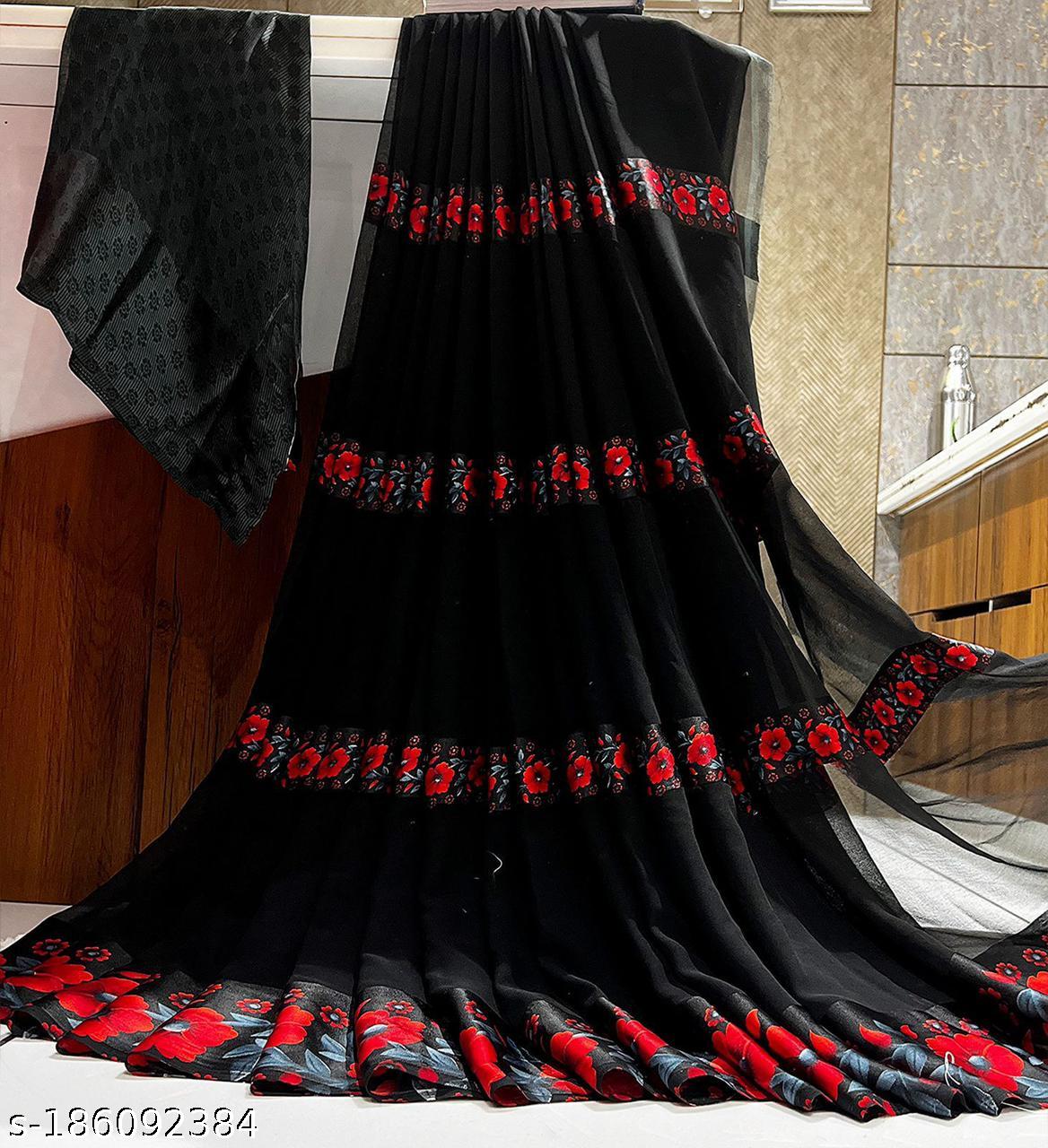 Fancy Satin Patta Saree - Unixkart - View 4