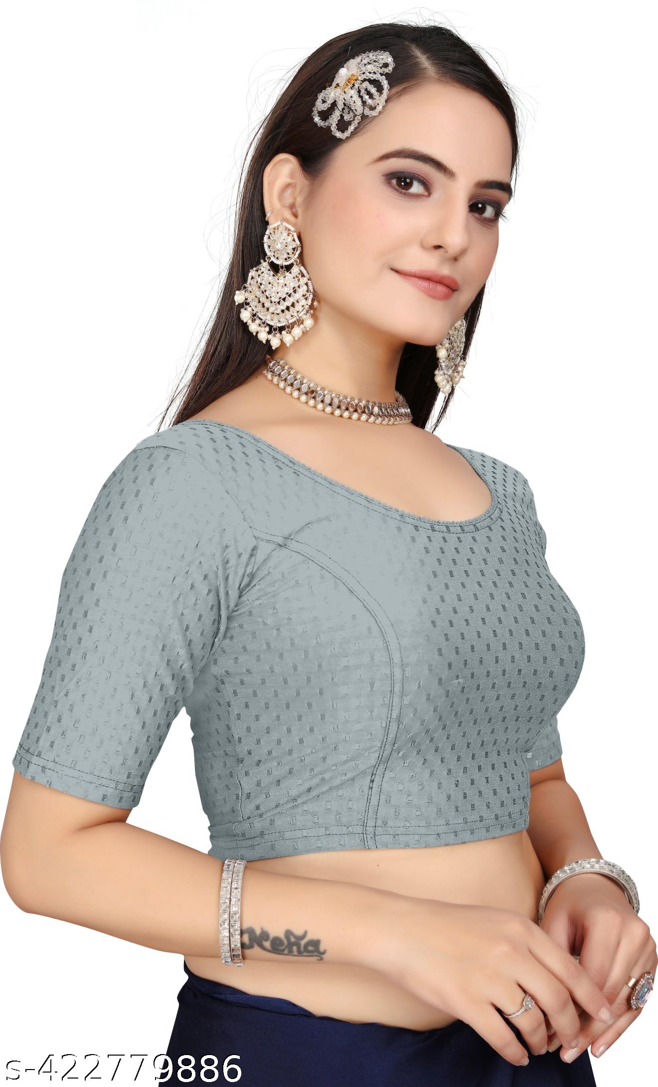 New Readymade Lycra Blouse for women Grey Color - Unixkart - View 4