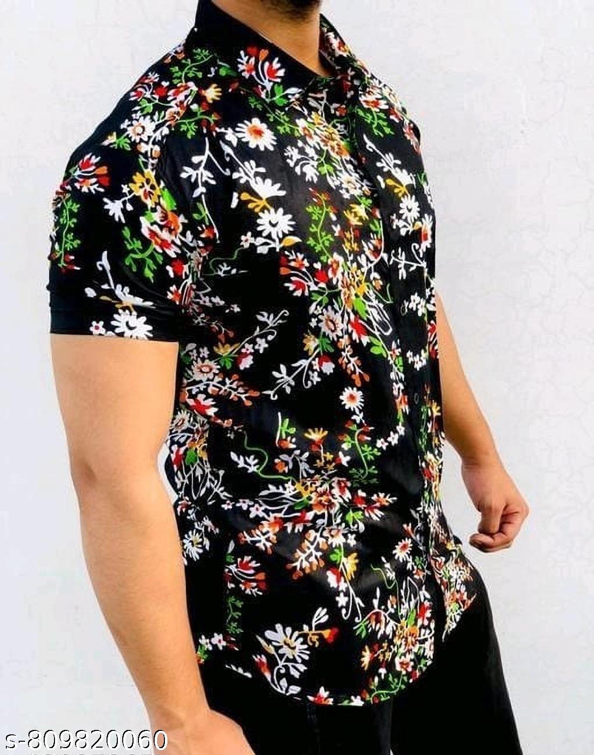Men's Floral Printed Half Sleeve Shirt - Unixkart - View 4