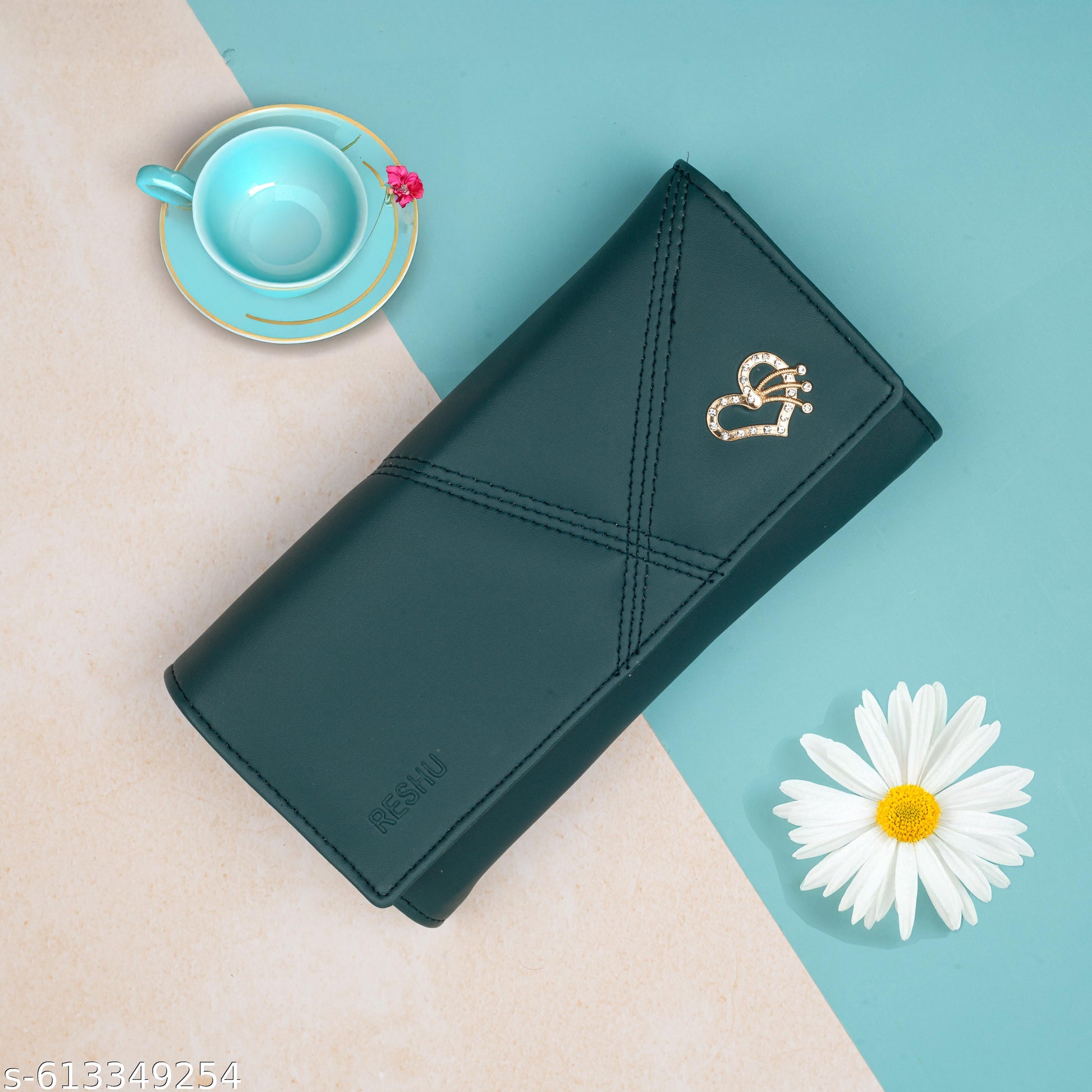 6 card slot premium PU leather hand purse with zipper pocket magnettic button casual clutch - Unixkart - View 4