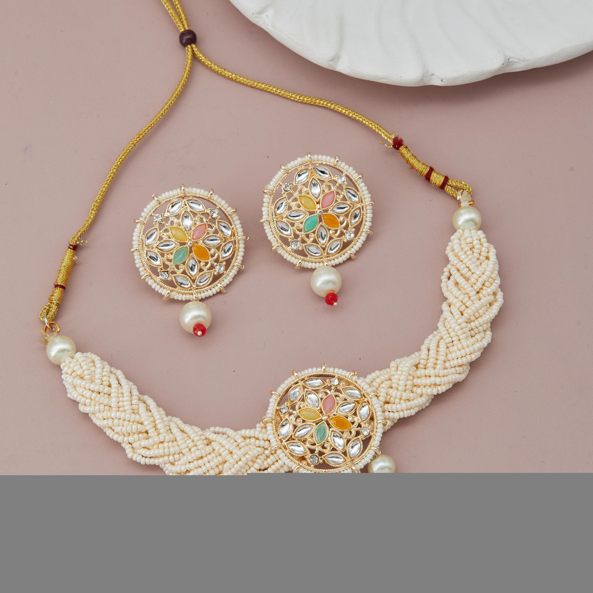 Oxidized Silver-Plated Saree Pin Set of 3 with Pearls & Designer Charms - Unixkart - View 4