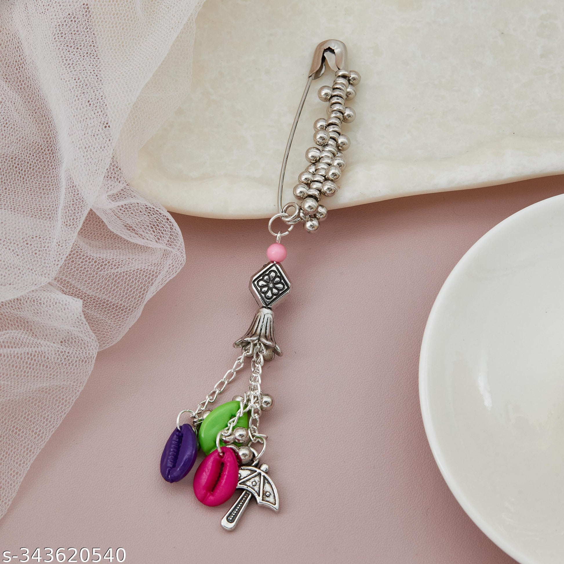 jewelleryOxidised saree pin / Fancy saree brooch / Women's safety pin / Dupatta pin / Decorative saf - Unixkart - View 4