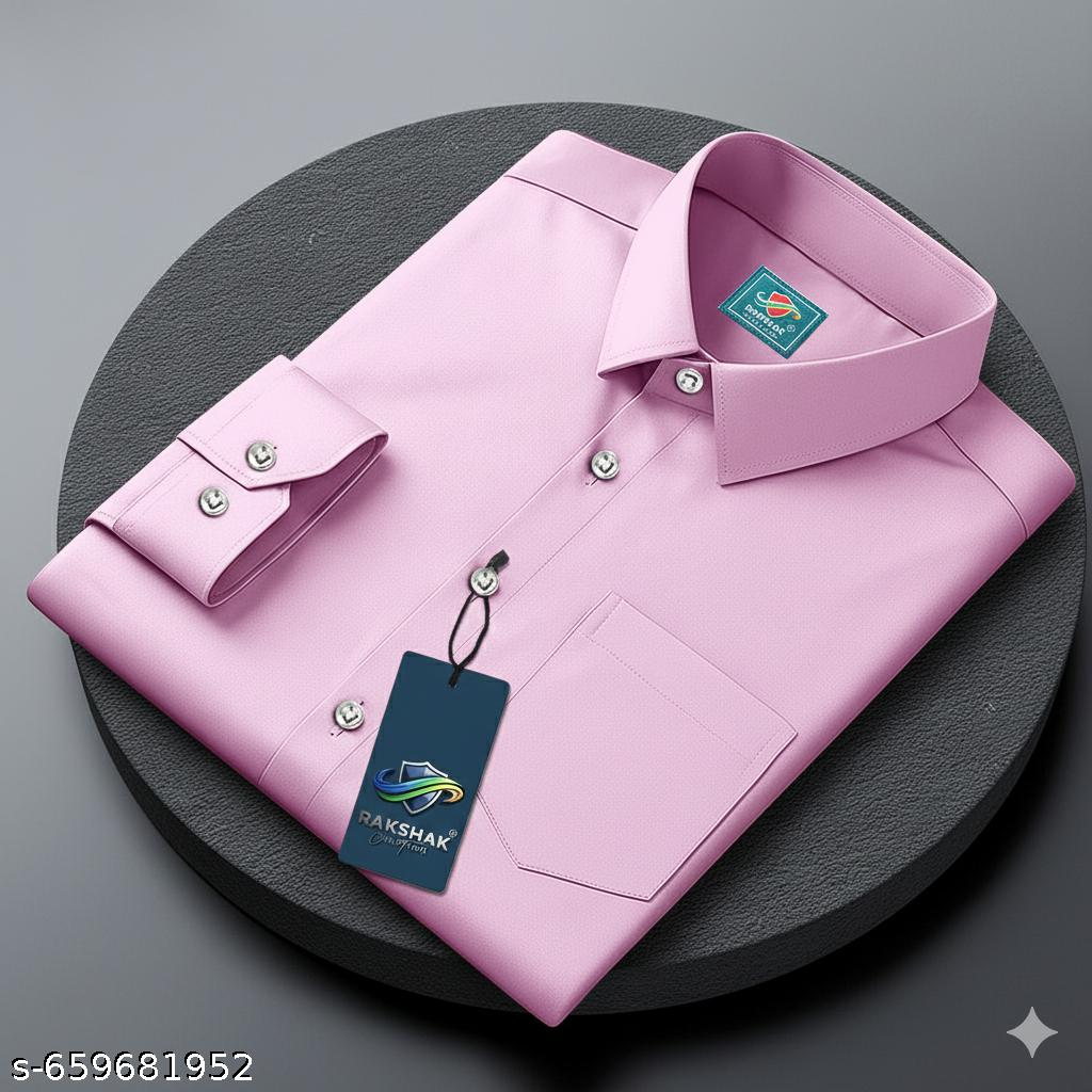 Men's Regular Fit Solid Spread Collar Shirt - Unixkart - View 4