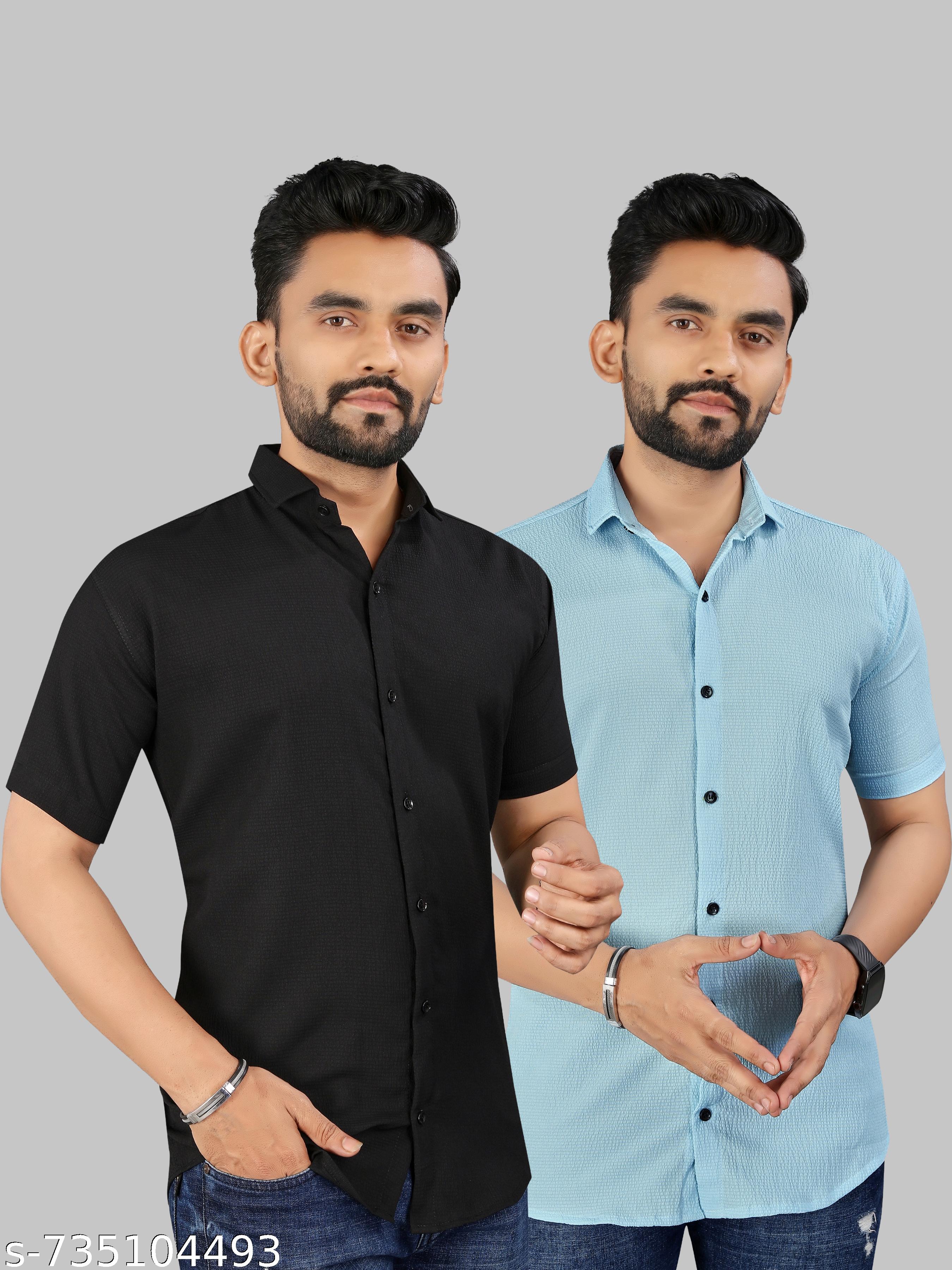 Men's Popcorn Half Sleeve Shirt Pack of 2 - Unixkart - View 4