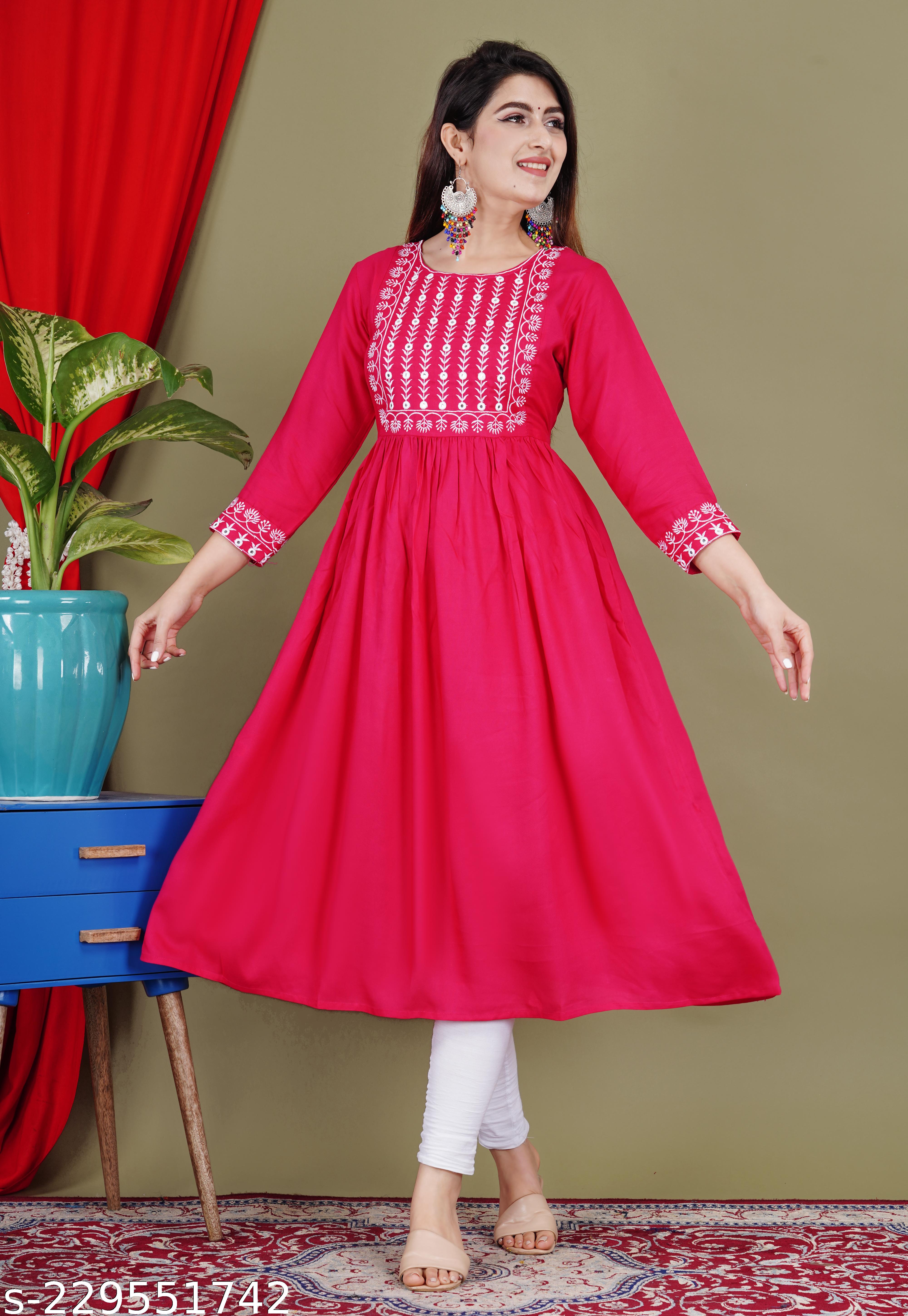 Women's Embroidery Gathering Kurti - Unixkart - View 4