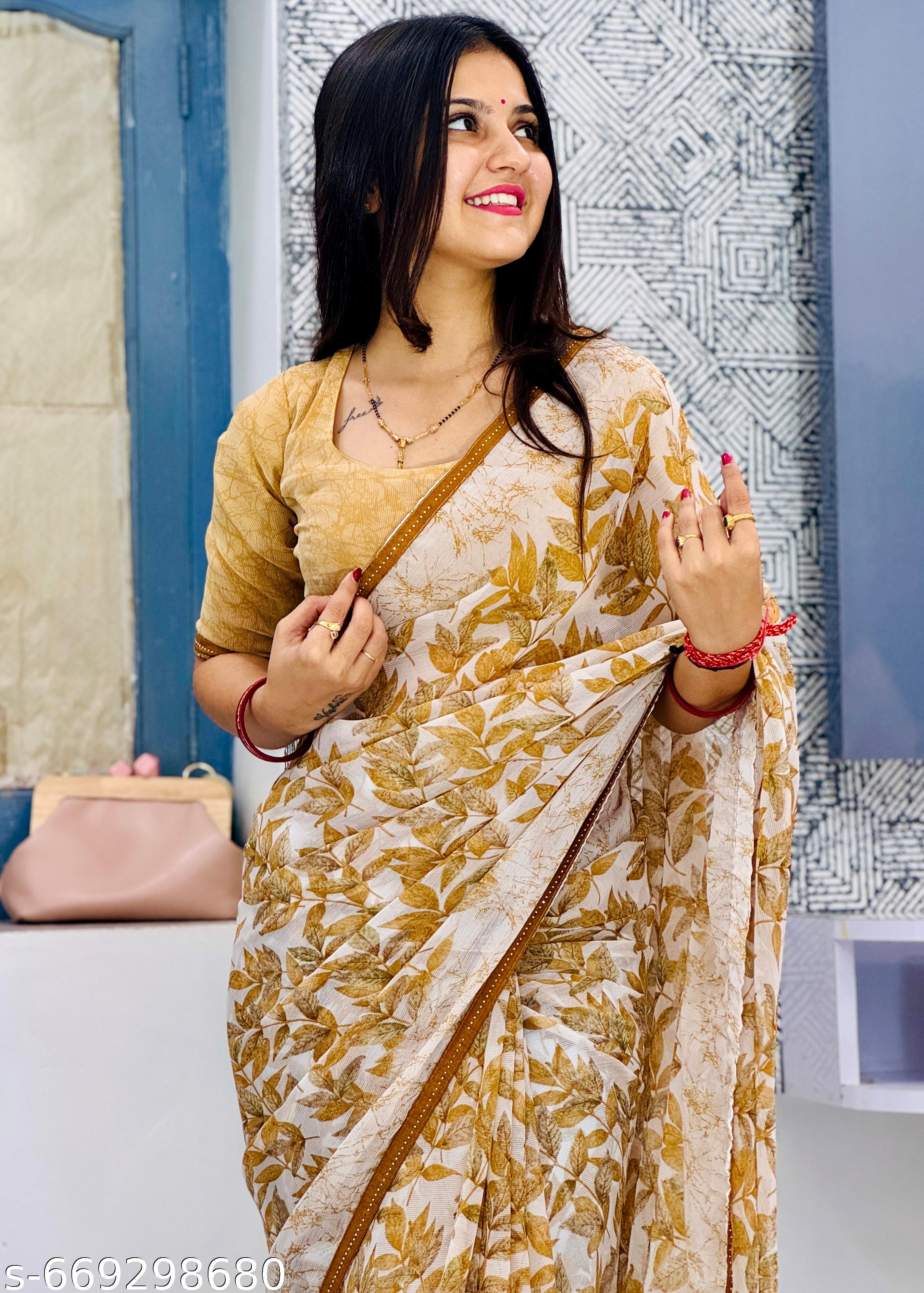 Premium White Designer Georgette Saree - Unixkart - View 4