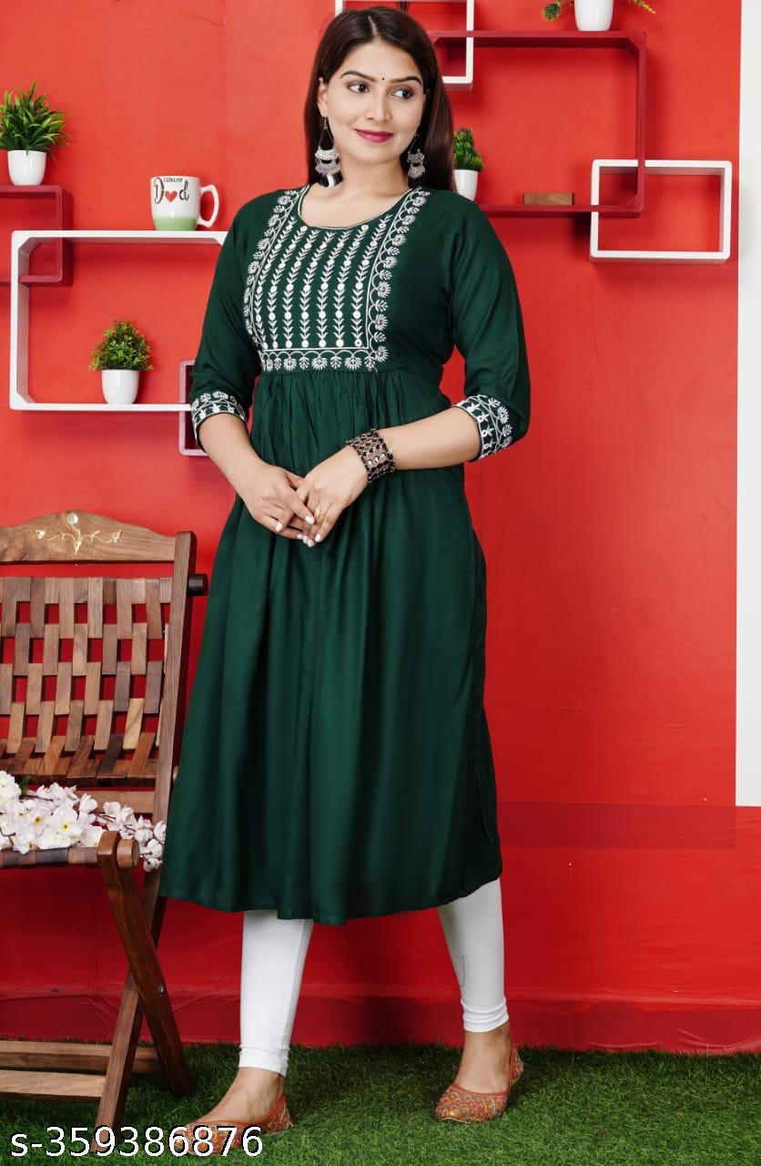 Women's Embroidery Gather Kurti - Unixkart - View 4