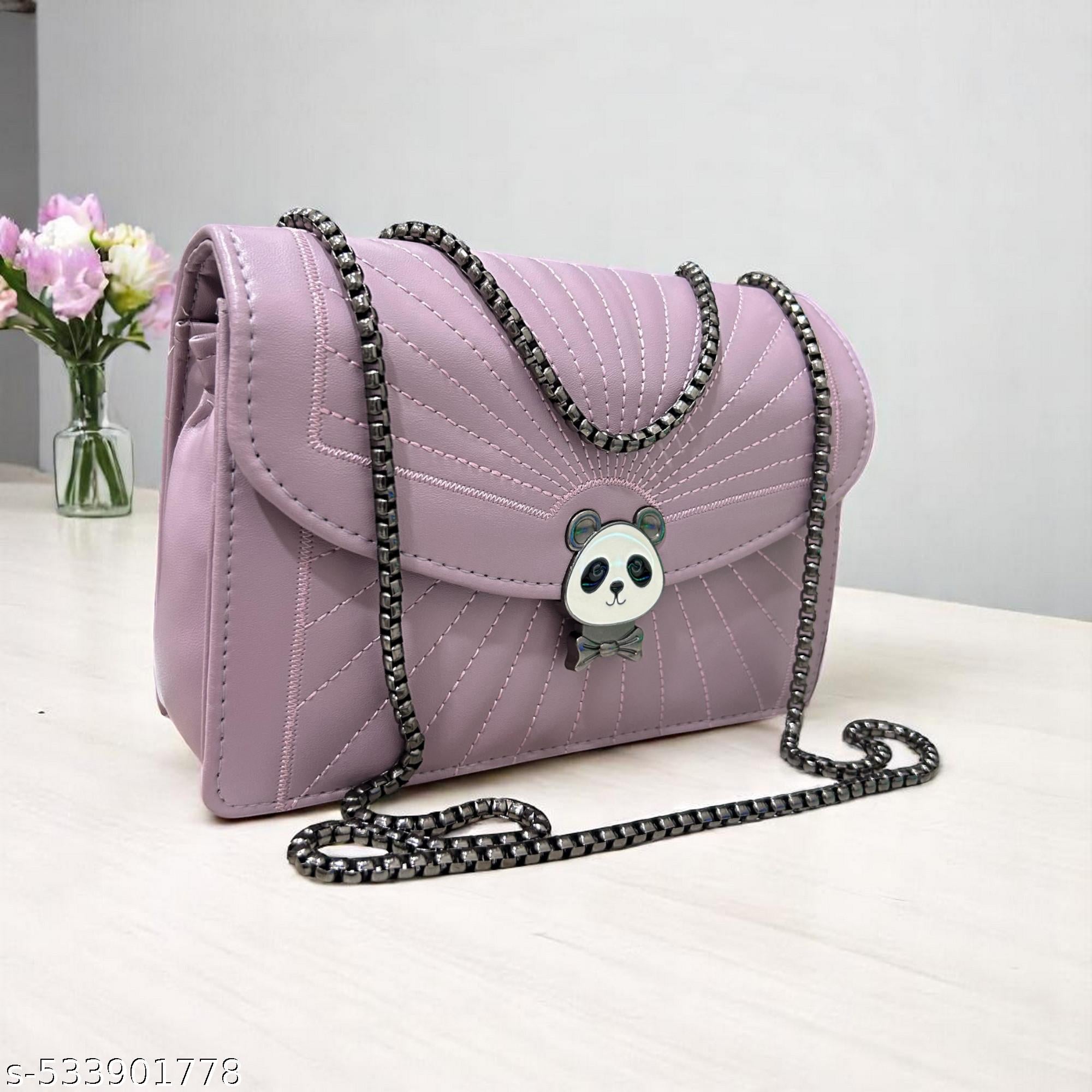 Graceful Panda Stylish Slingbags Luxury High Quality PU Leather Women Shoulder Bag (Lavender) - Unixkart - View 4
