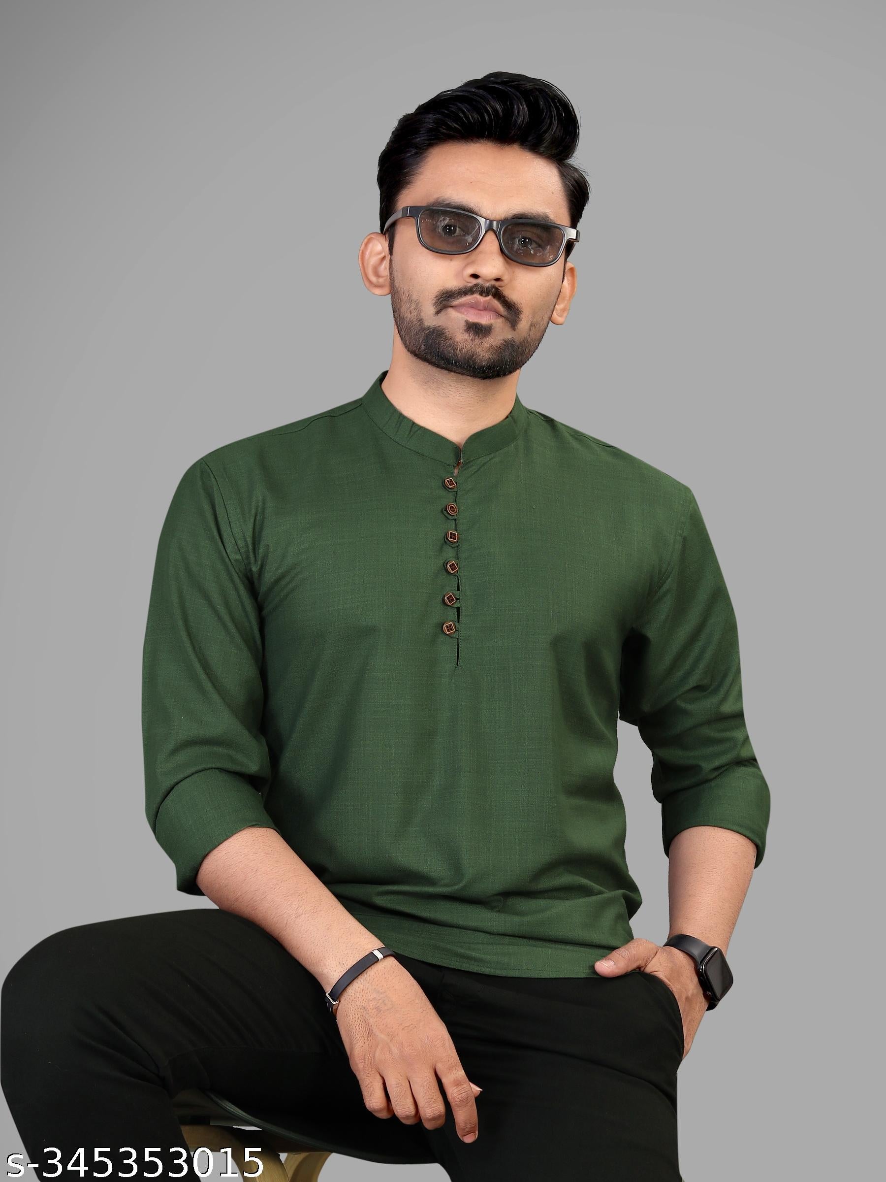 Men's Short Cotton Kurta - Unixkart - View 4