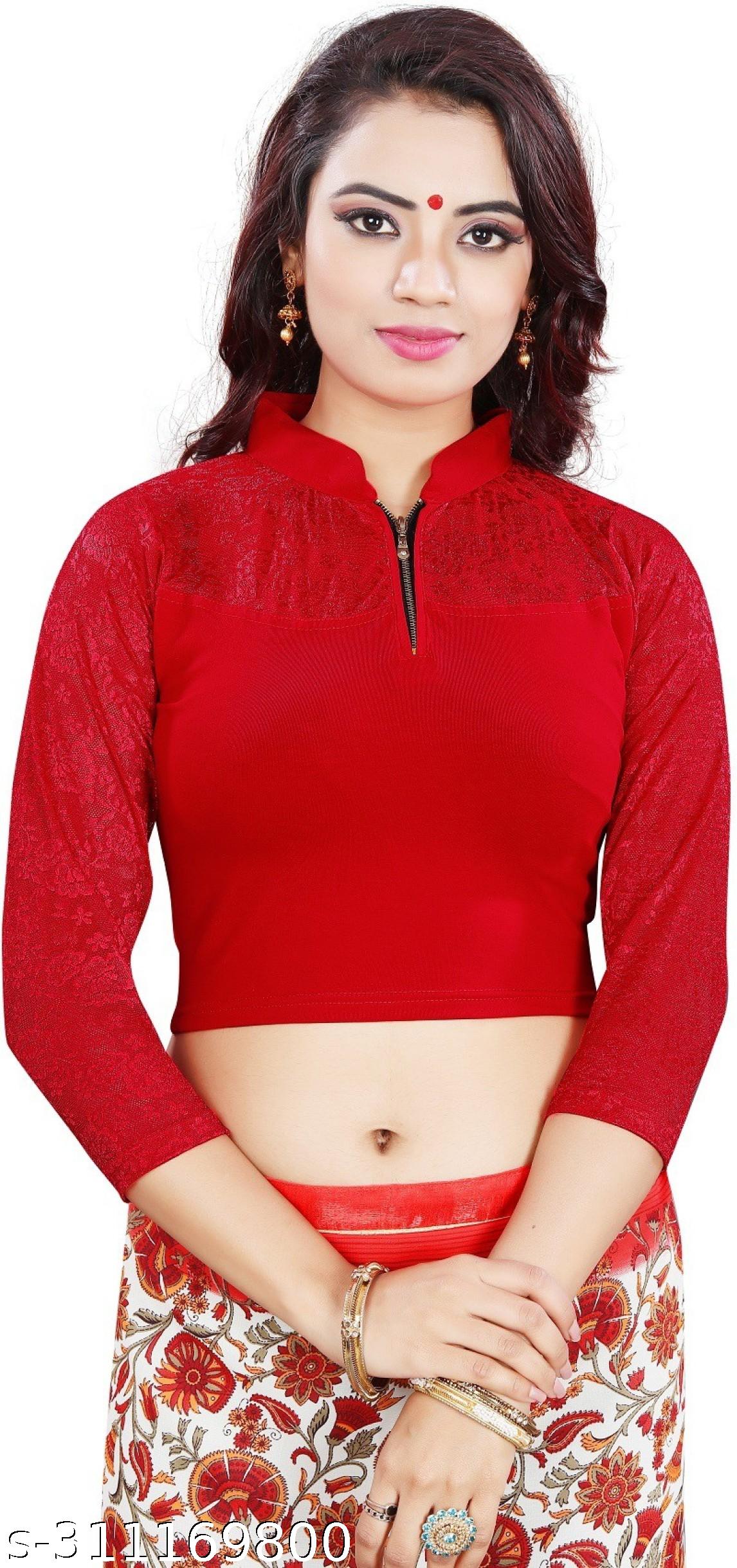 Stylish Readymade Stretchable Blouse: Latest Designer Partywear with Front Zip - Unixkart - View 4