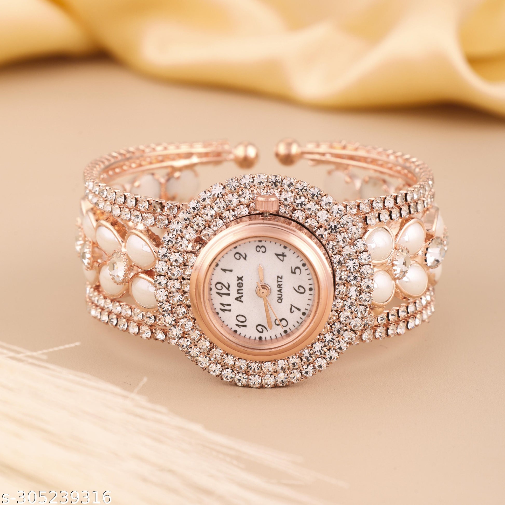 Pearl Diamond Bracelets Watch For Girls And Women - Unixkart - View 4