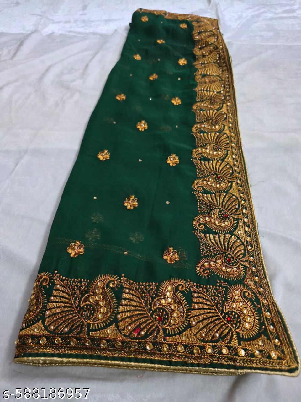 heavy Embroidery Work With Stone Work Saree - Unixkart