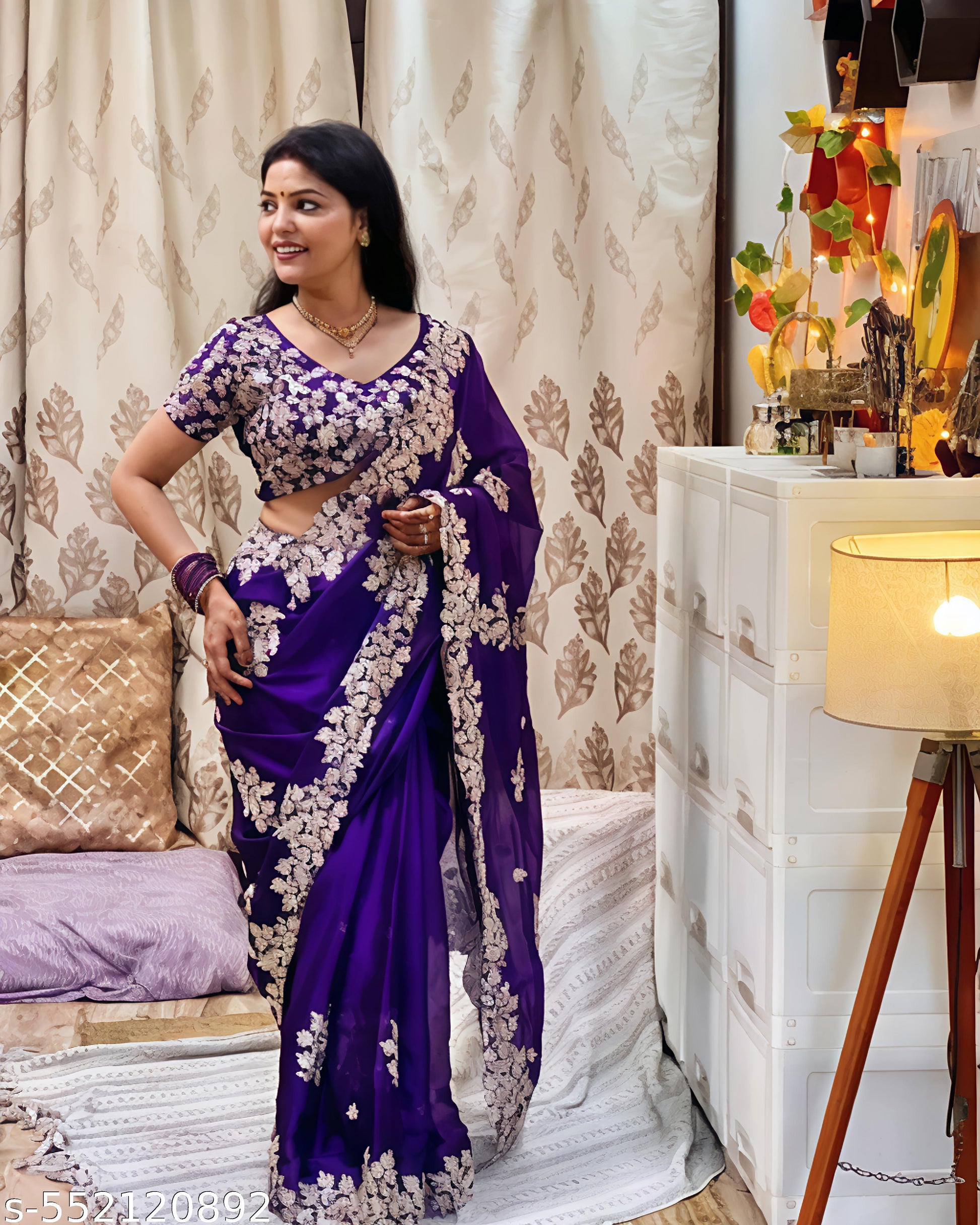 WOMEN'S Georgette DESIGNER SAREE - Unixkart - View 4