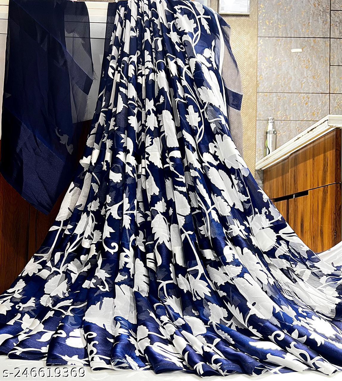 Fancy Satin Patta Saree - Unixkart - View 4