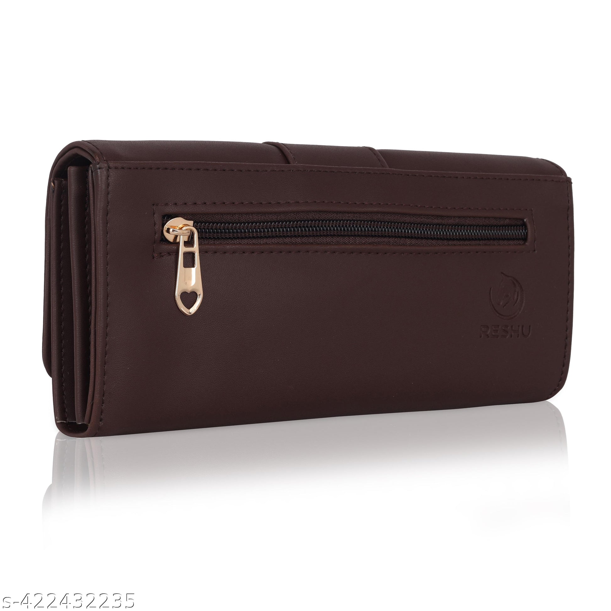 6 card slot premium PU leather hand purse with zipper pocket magnettic button casual clutch - Unixkart - View 4