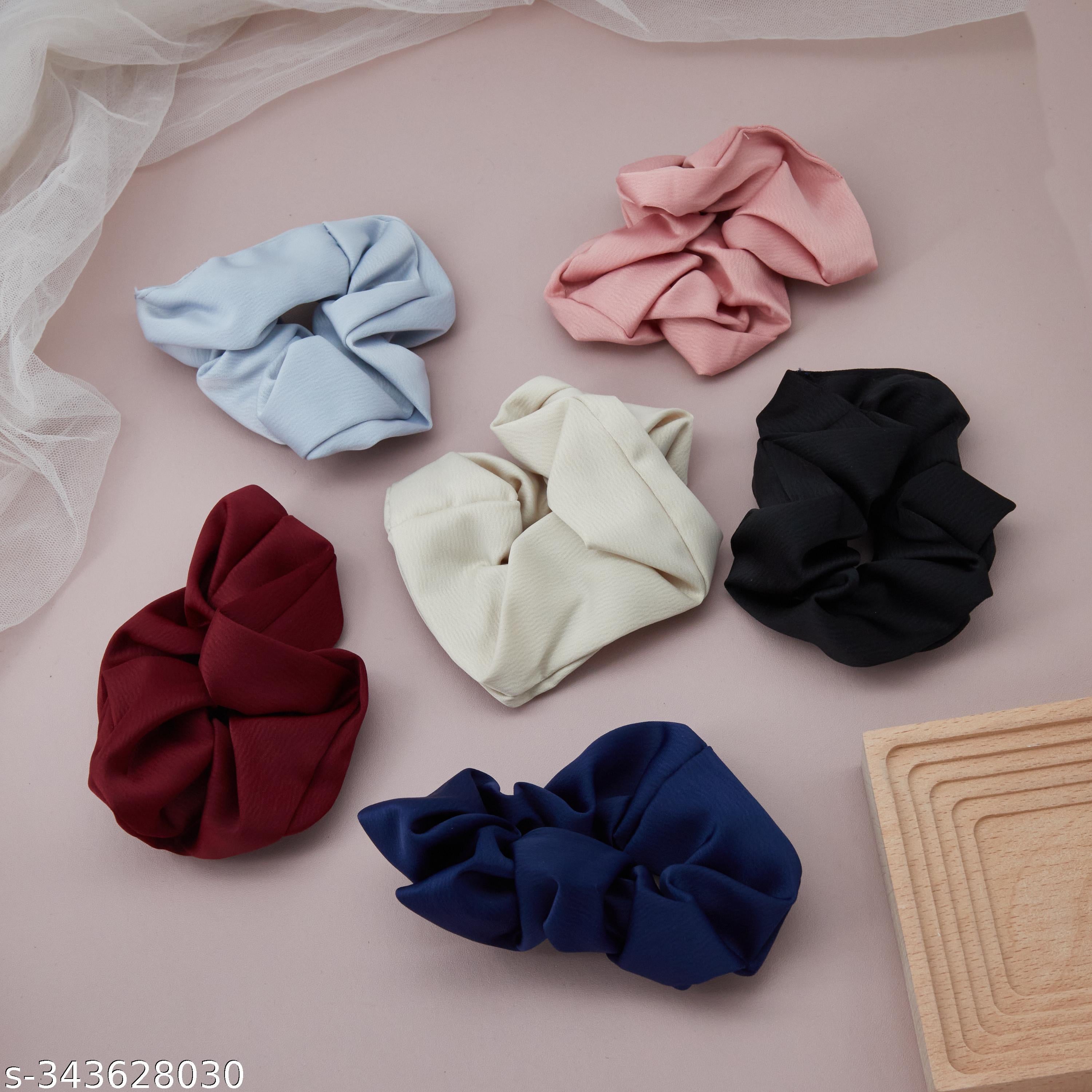 Premium Crinkle Textured Hair Scrunchies Combo Pack of 6 - Unixkart - View 4