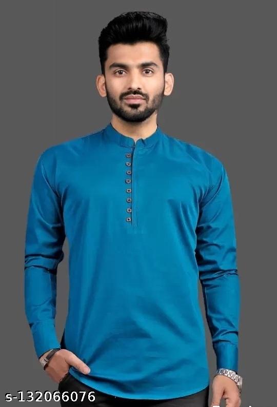 Men's Solid Straight Cotton Kurta - Unixkart - View 4